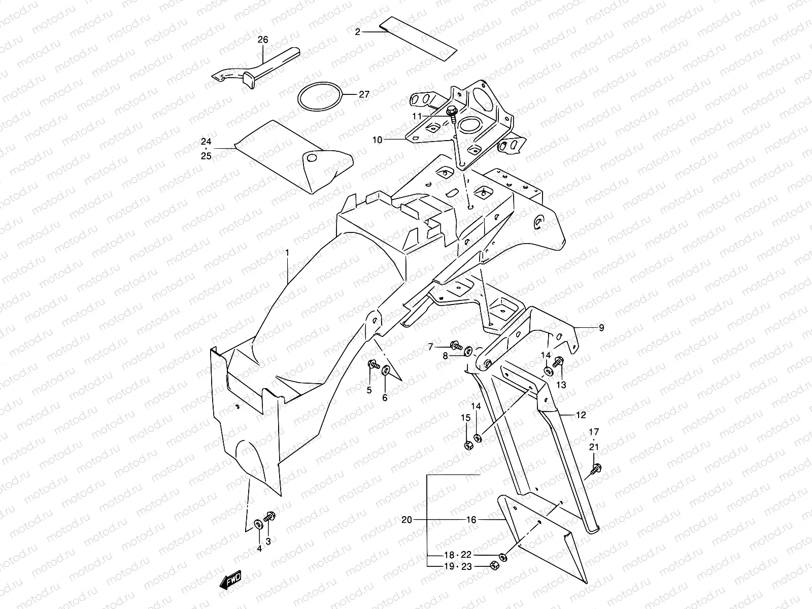 39 - REAR FENDER (MODEL J/K/L/M/N/P/R)