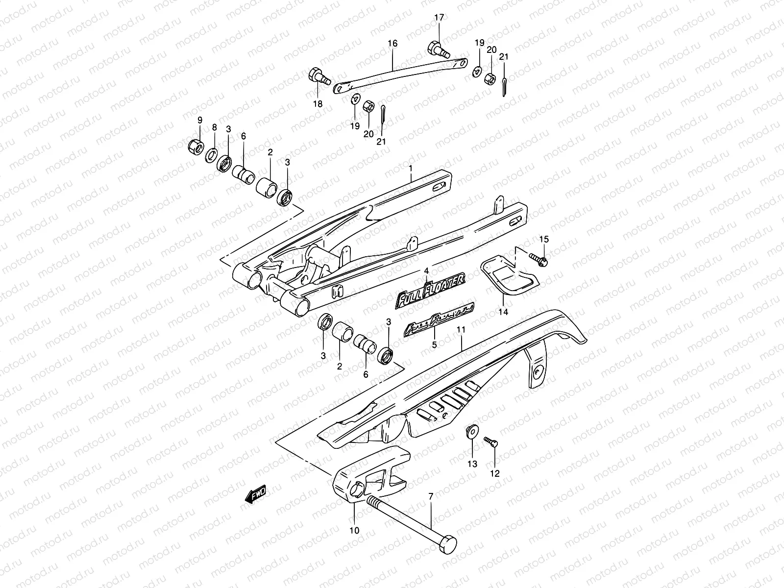 39 - REAR SWINGING ARM (SEE NOTE)