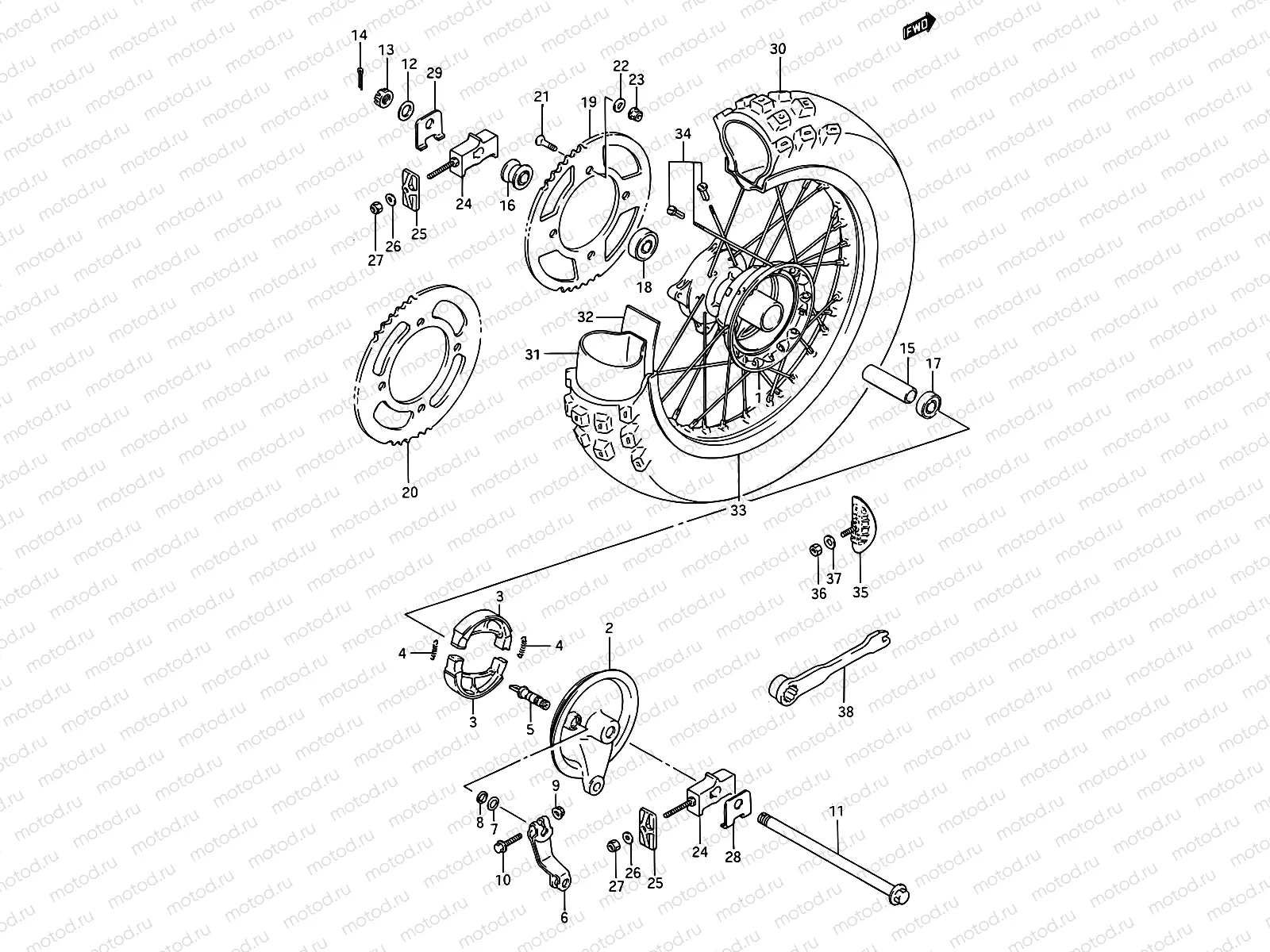 39 - REAR WHEEL (MODEL G/H/J/K)