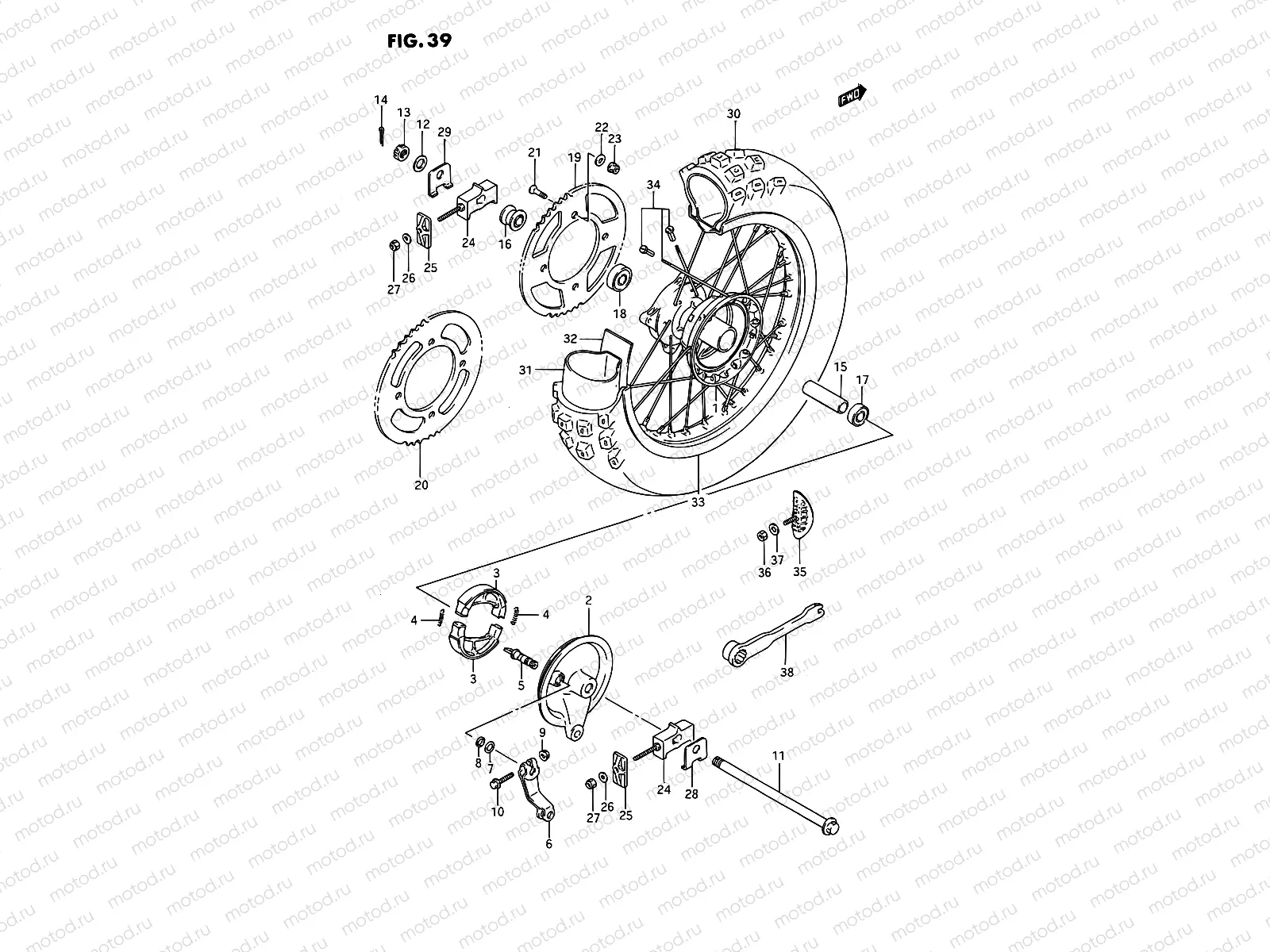 39 - REAR WHEEL (MODEL G/H/J/K)