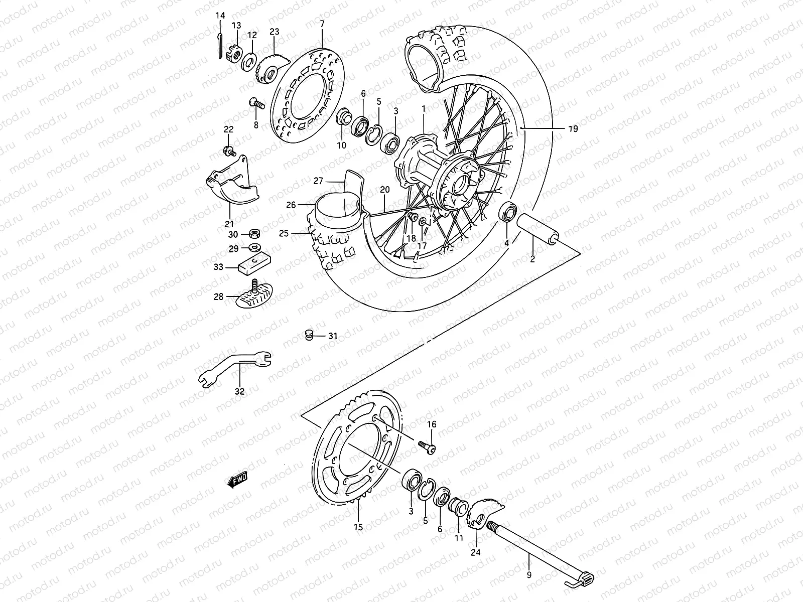 39 - REAR WHEEL (MODEL K/L/M)