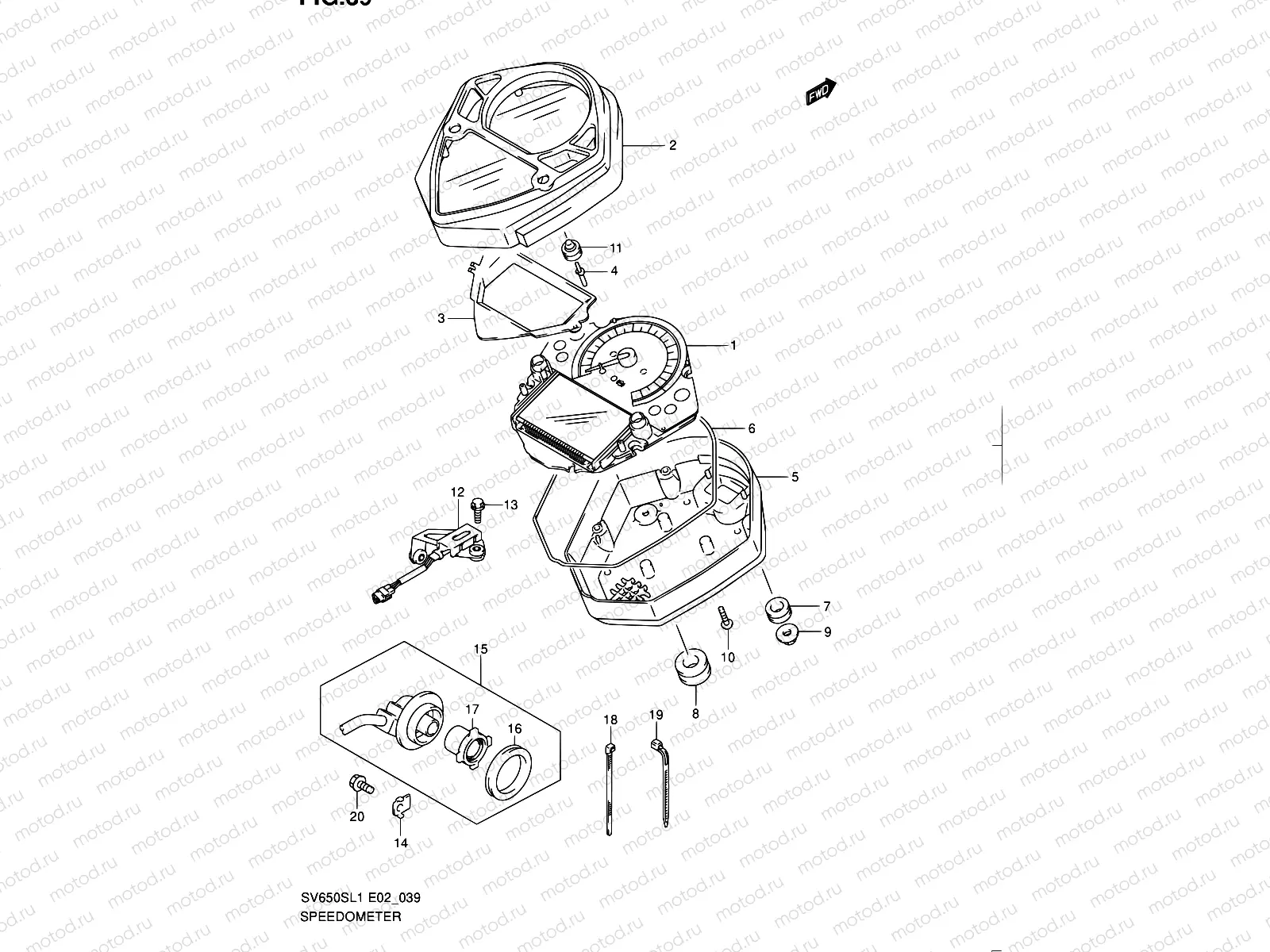 39 - SPEEDOMETER (SV650SL1 E24)