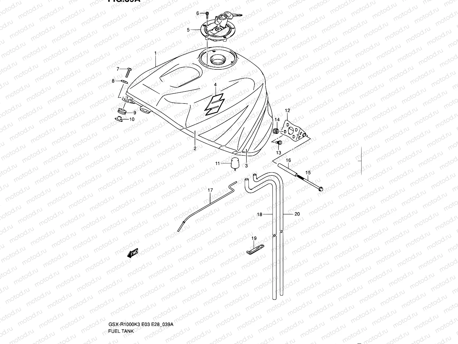 39A - FUEL TANK (GSX-R1000K4 E03,E28,E33)
