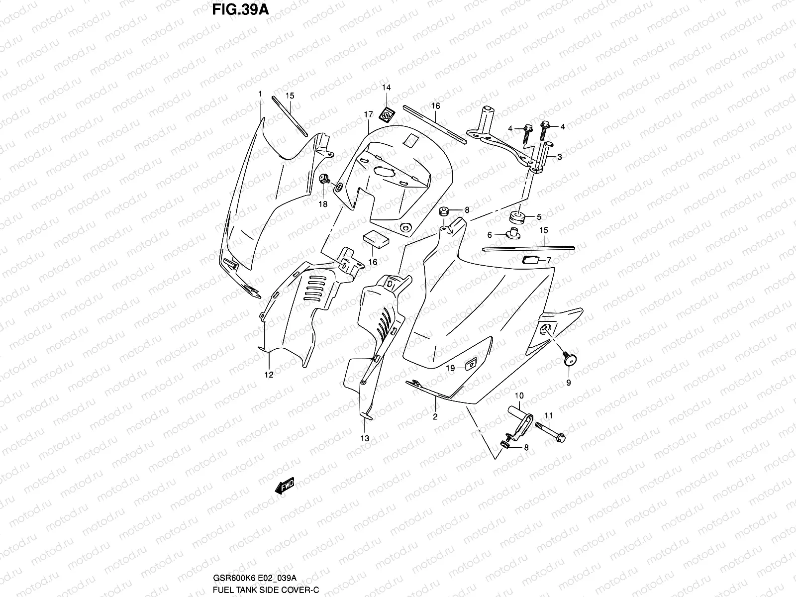 39A - FUEL TANK SIDE COVER (MODEL K8)