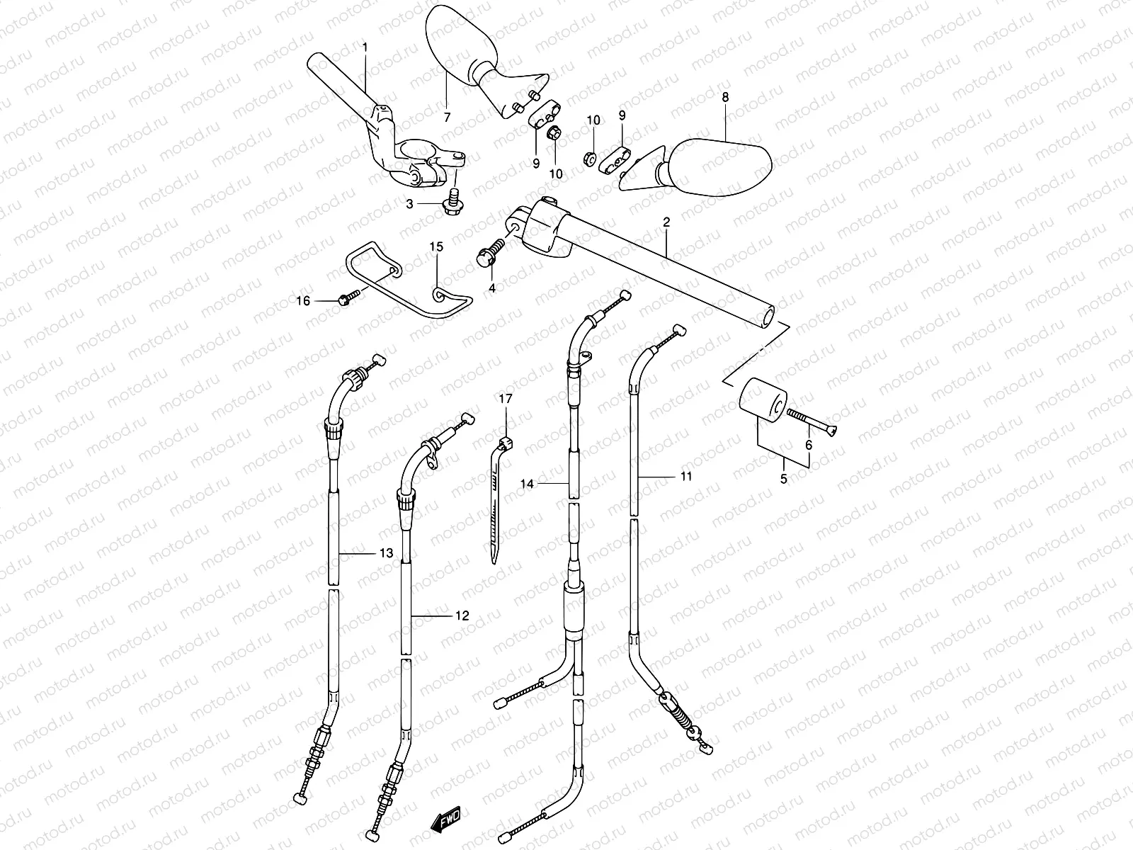 39A - HANDLE BAR (SV650SX/SY/SK1/SK2)