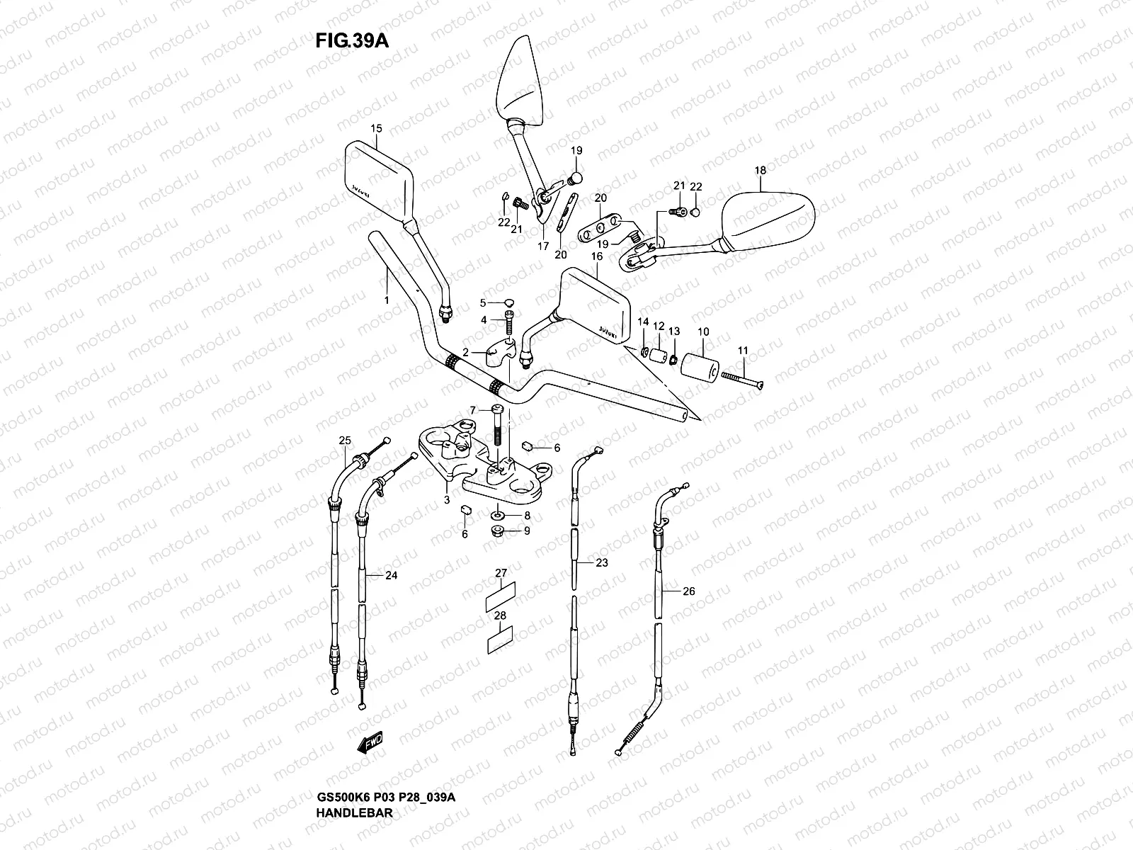 39A - HANDLEBAR (MODEL K4/K5/K6)
