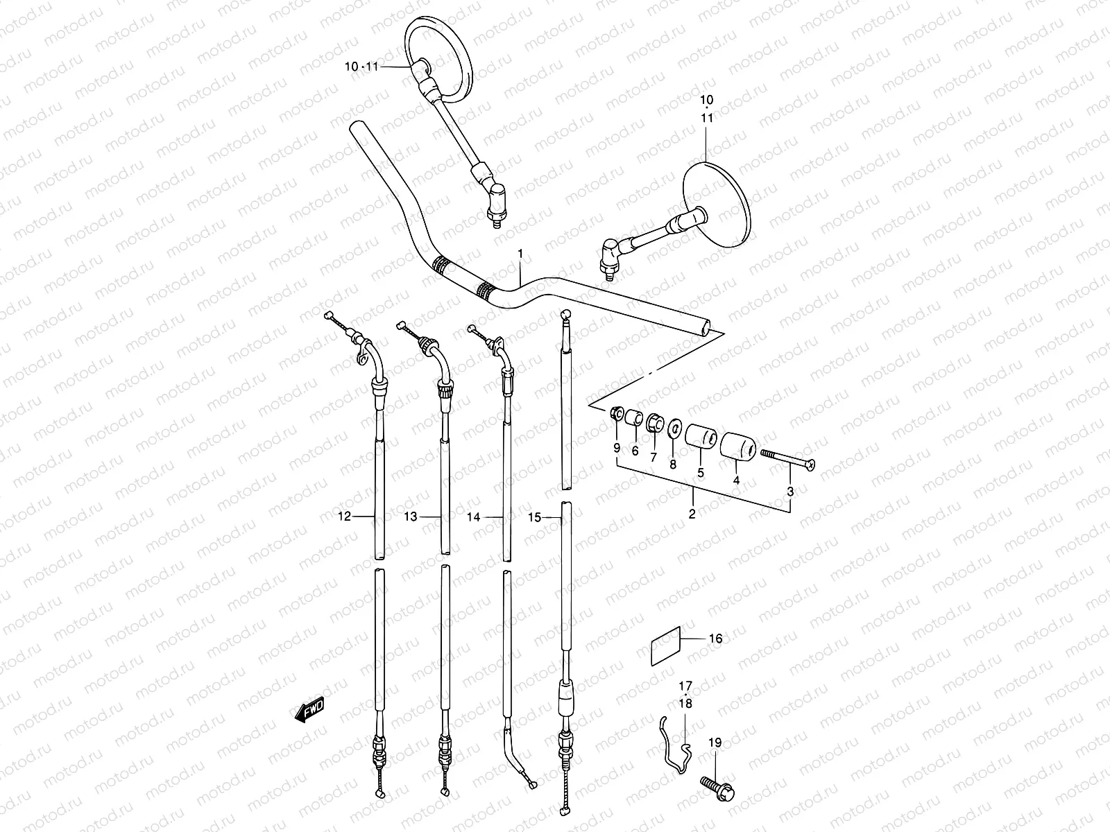 39A - HANDLEBAR (MODEL T/V/W/X)