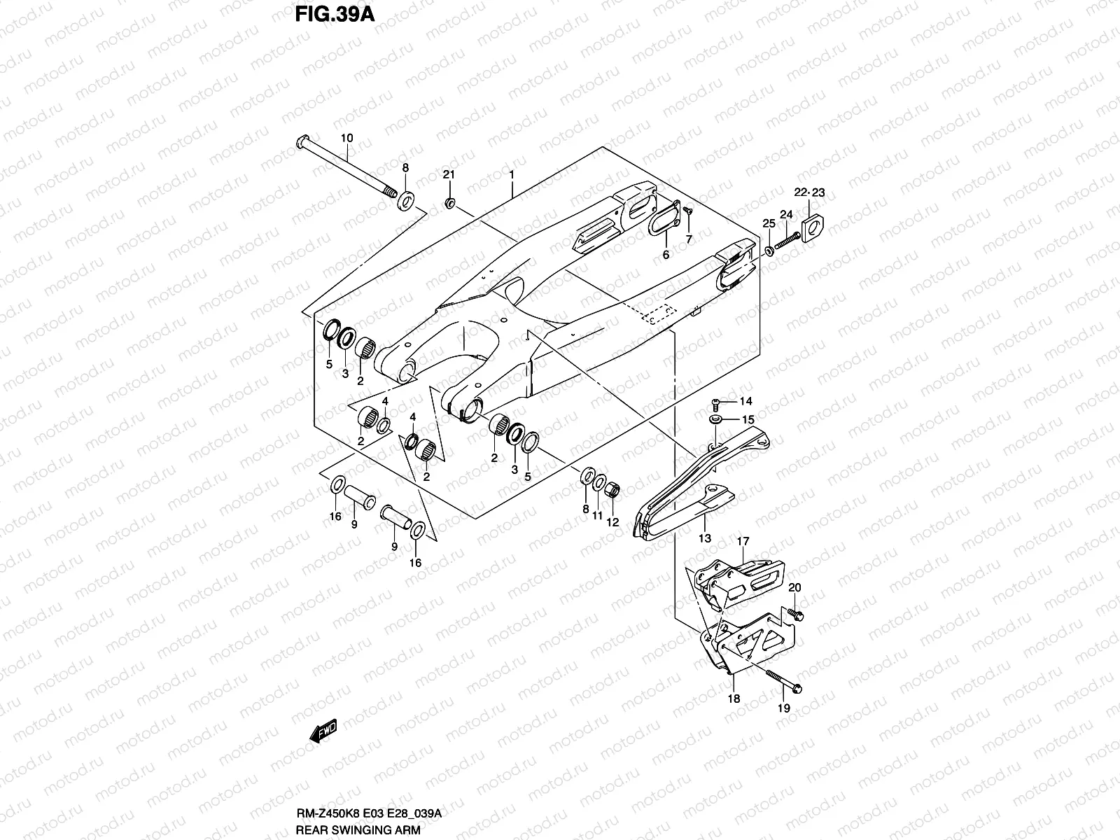 39A - REAR SWINGING ARM (RM-Z450L0)