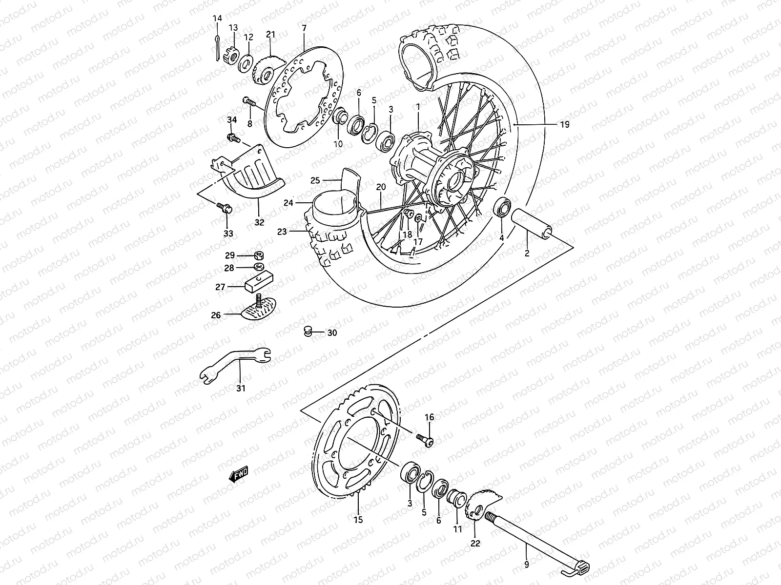 39A - REAR WHEEL (MODEL N/P/R)