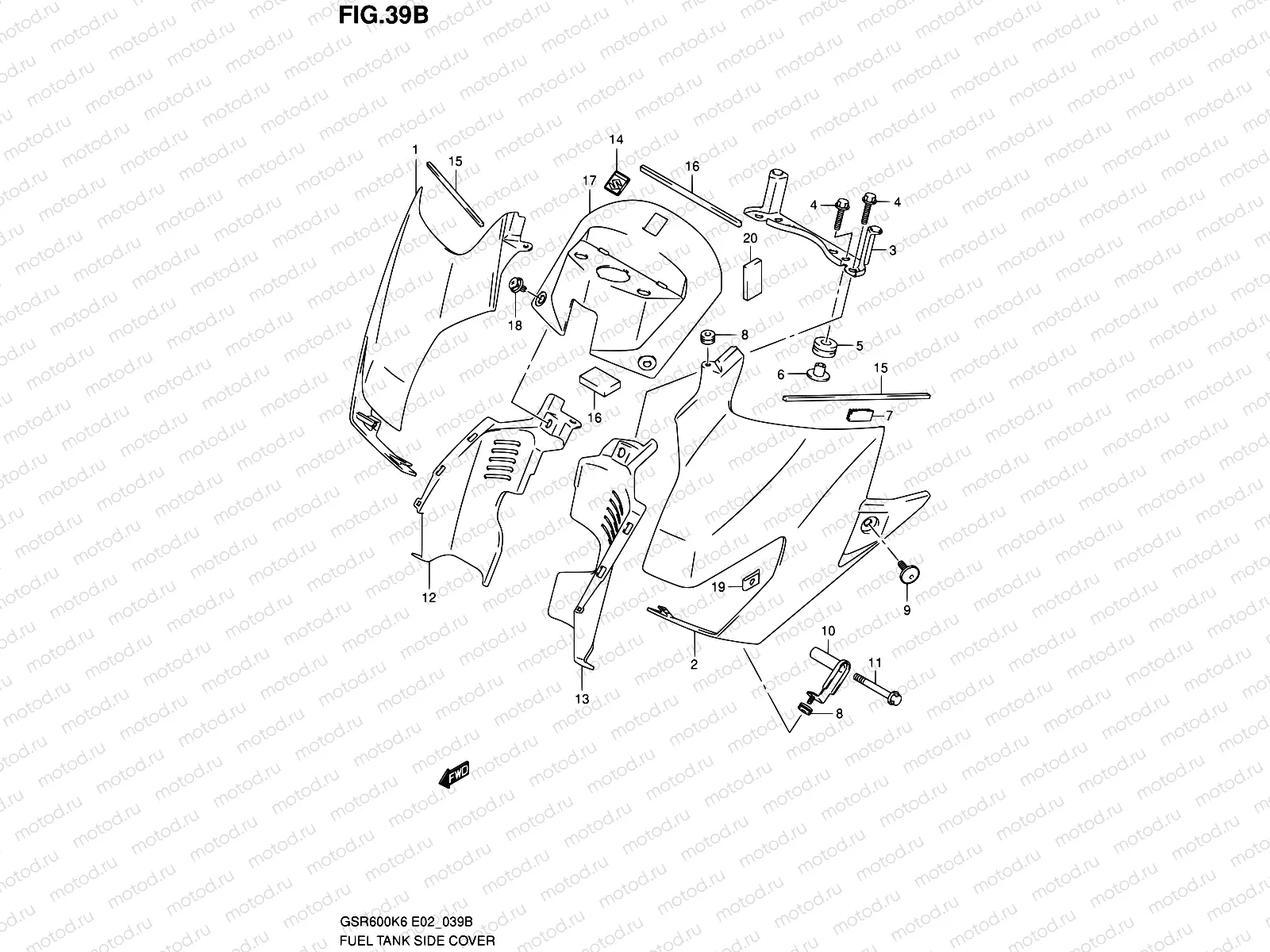 39B - FUEL TANK SIDE COVER (MODEL K9)