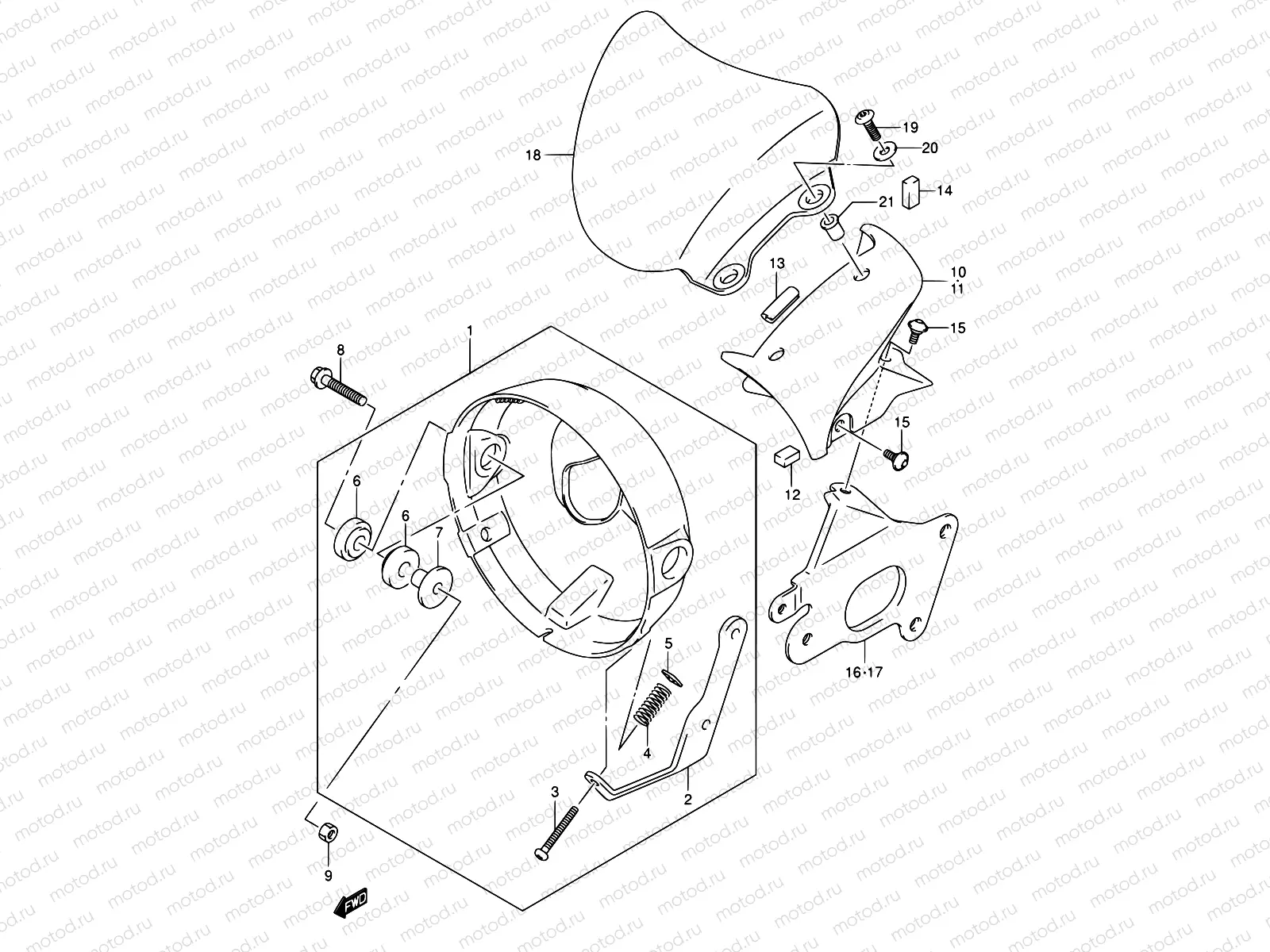 39B - HEADLAMP HOUSING (SV1000/U1/U2 K5)