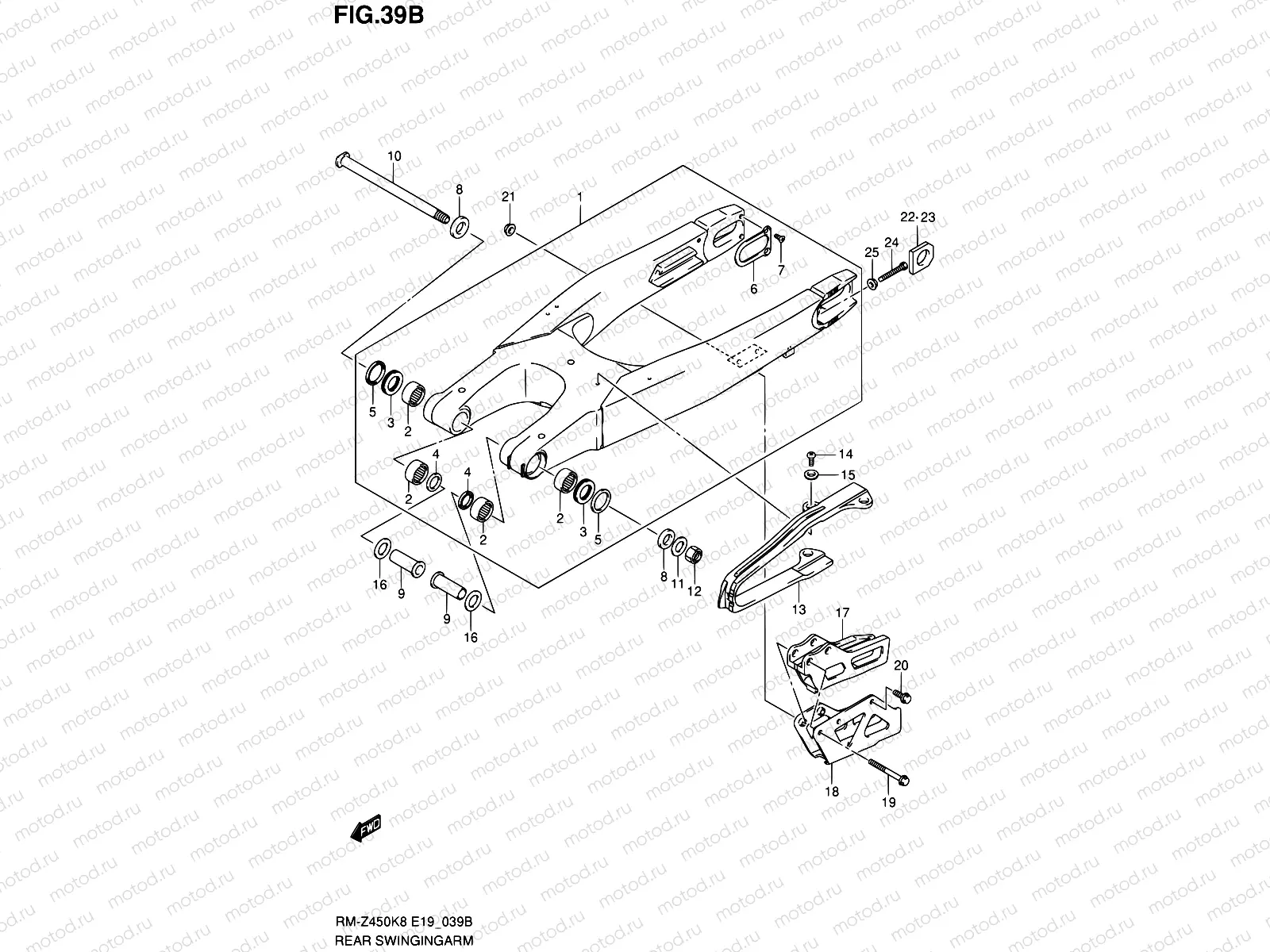 39B - REAR SWINGING ARM (RM-Z450L1)
