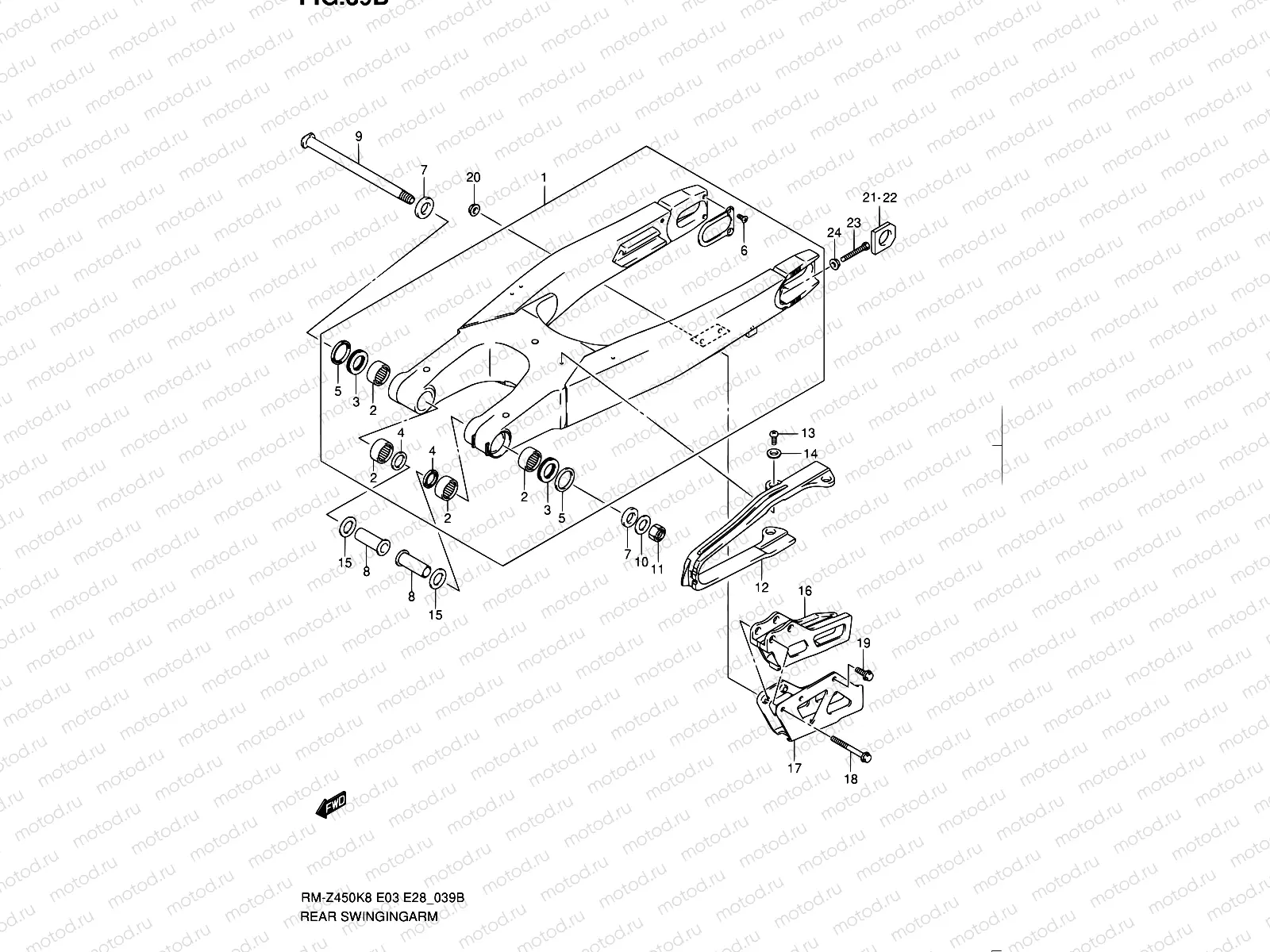 39B - REAR SWINGING ARM (RM-Z450L1)
