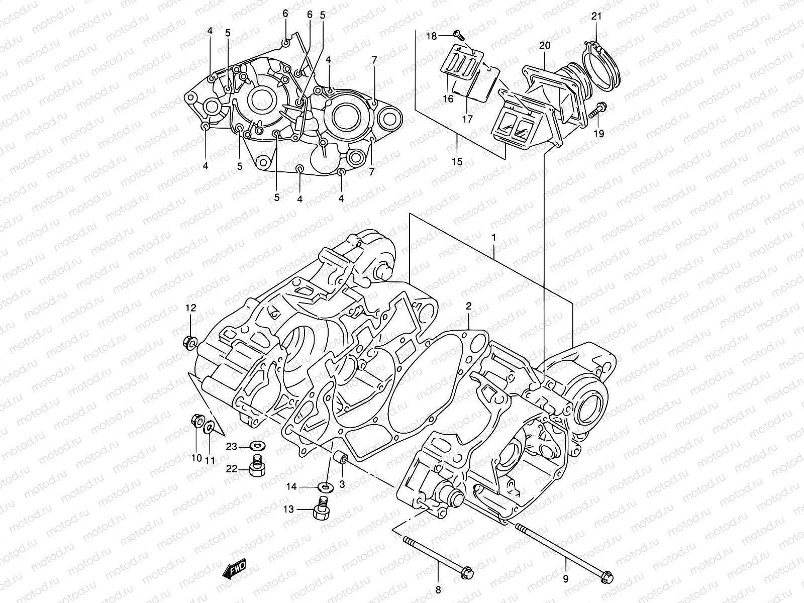 3A - CRANKCASE (MODEL W/X/Y)