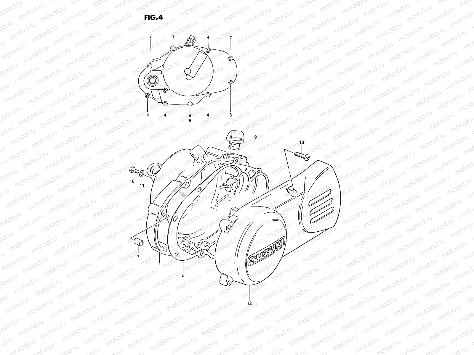 4 - CRANKCASE COVER (MODEL D/H/L/M/R)