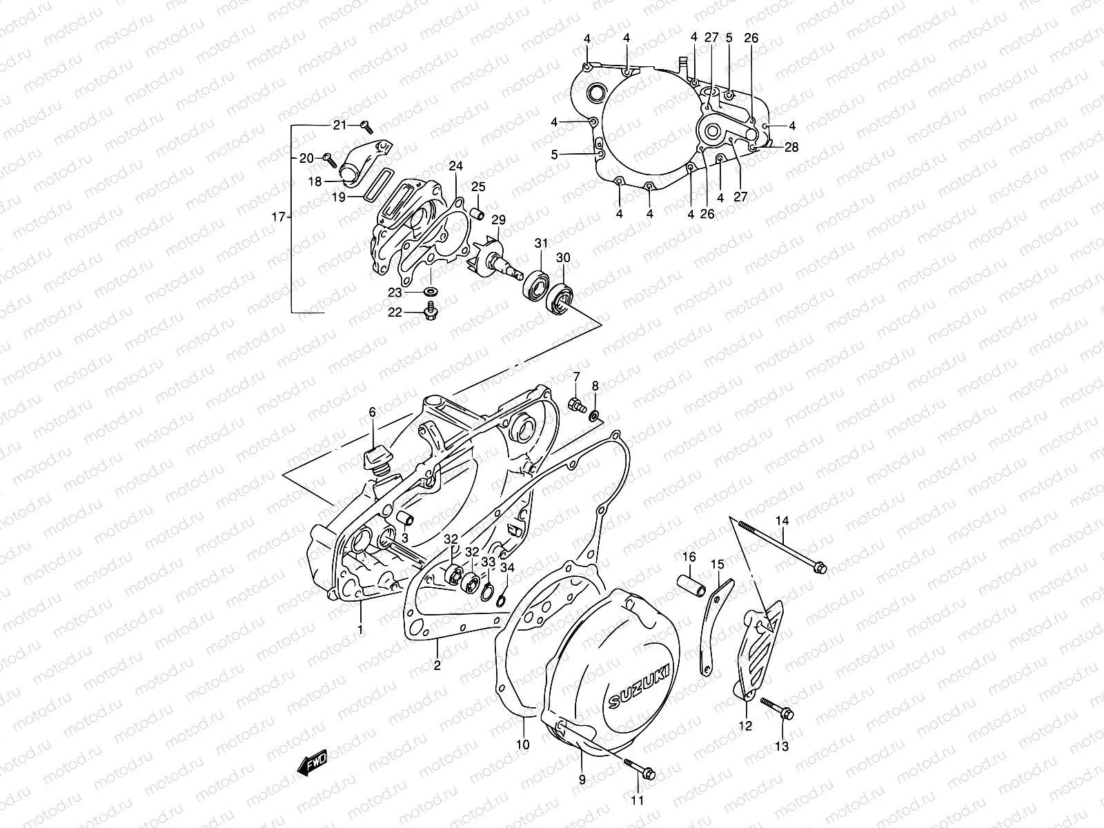 4 - CRANKCASE COVER (MODEL K)