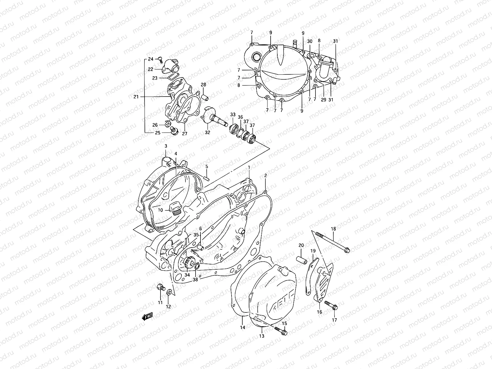 4 - CRANKCASE COVER (MODEL P)