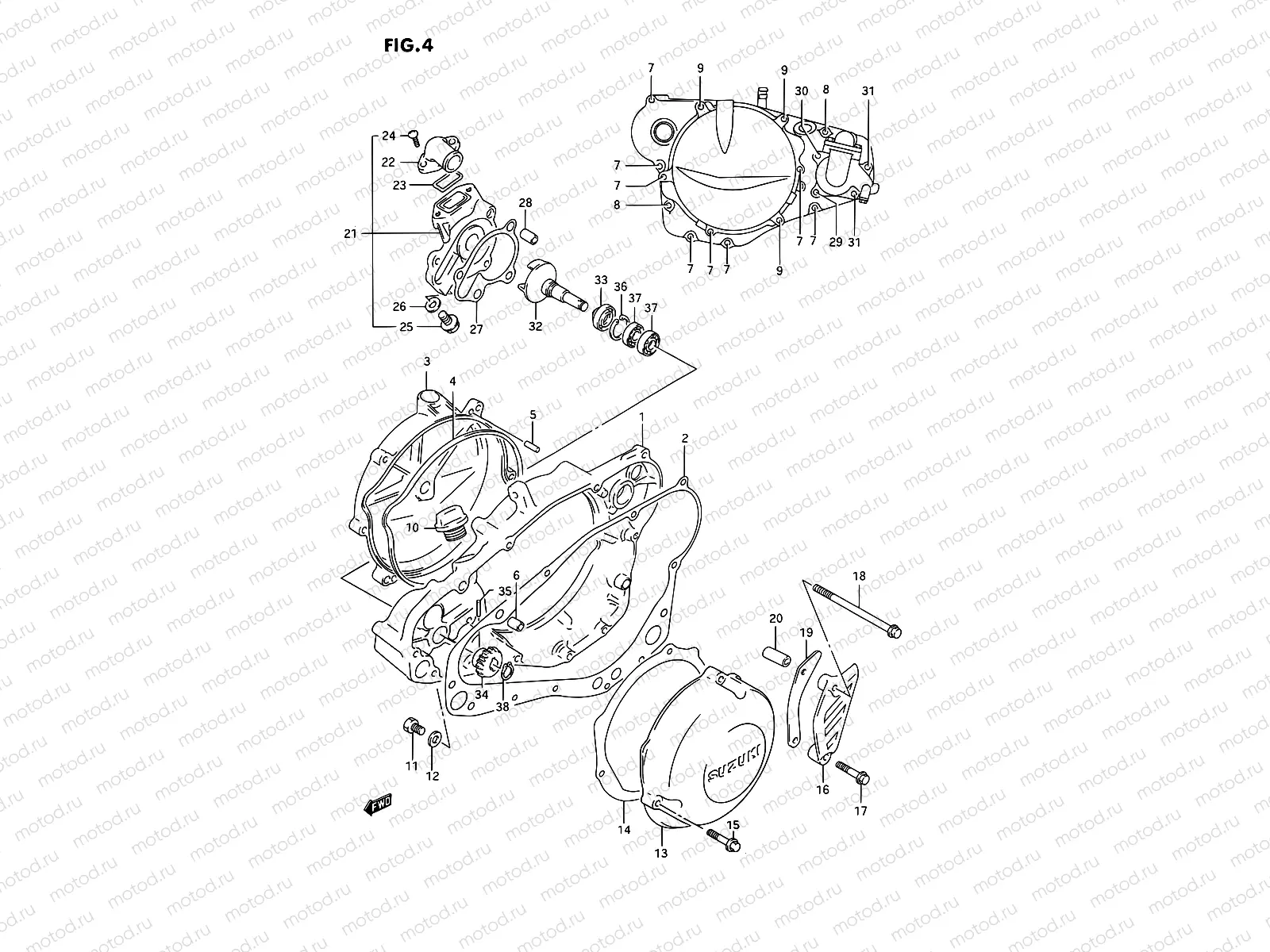 4 - CRANKCASE COVER / WATER PUMP