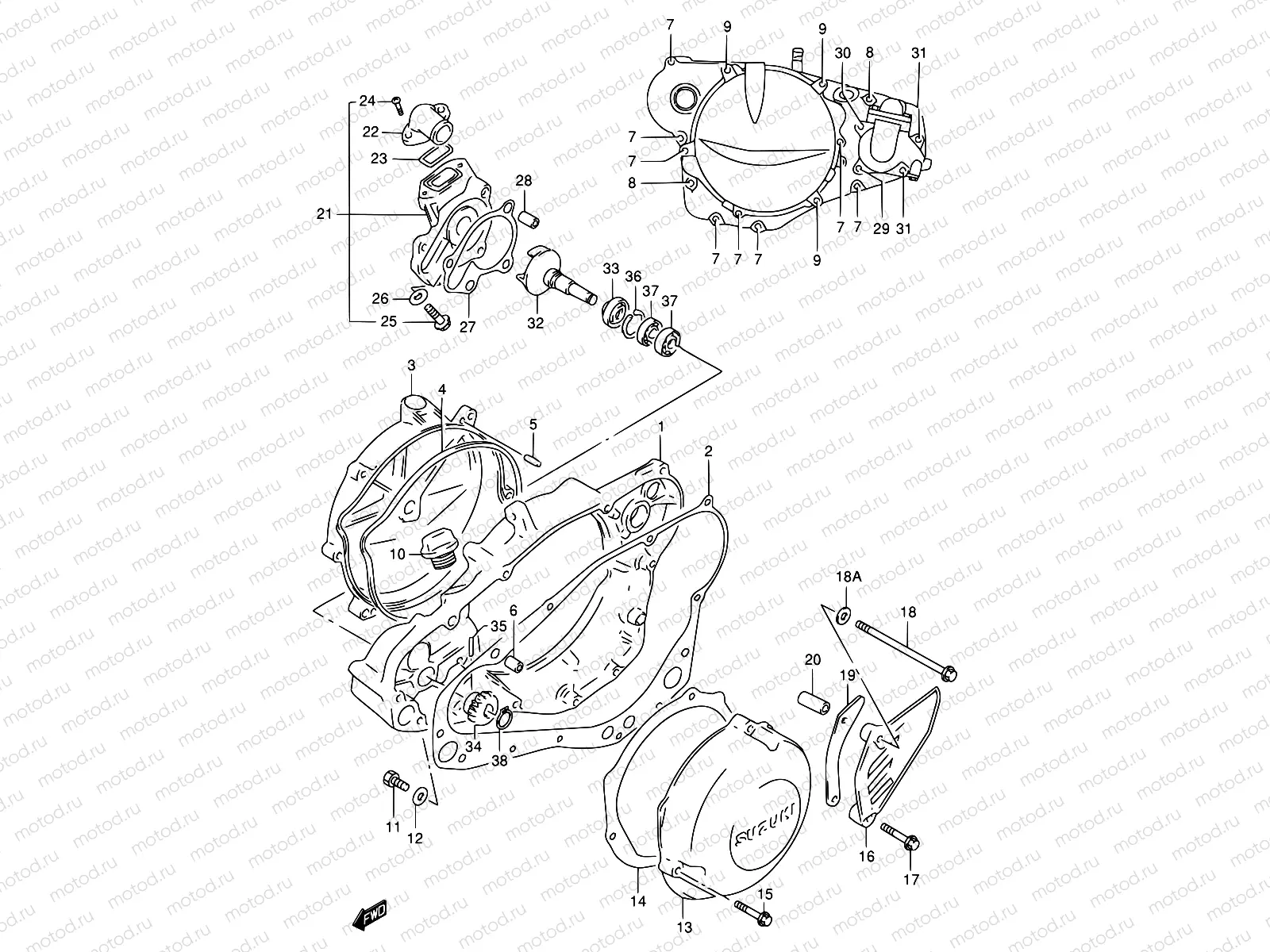 4 - CRANKCASE COVER / WATER PUMP