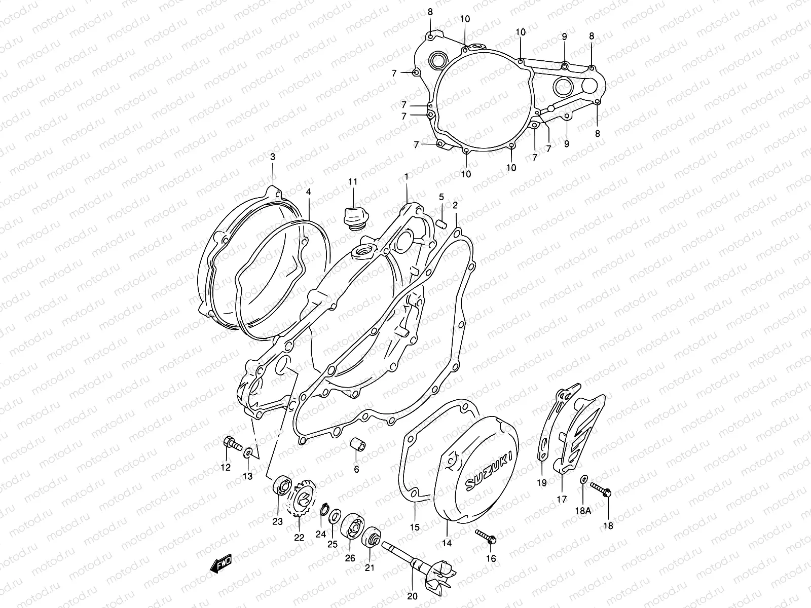 4 - CRANKCASE COVER- WATER PUMP
