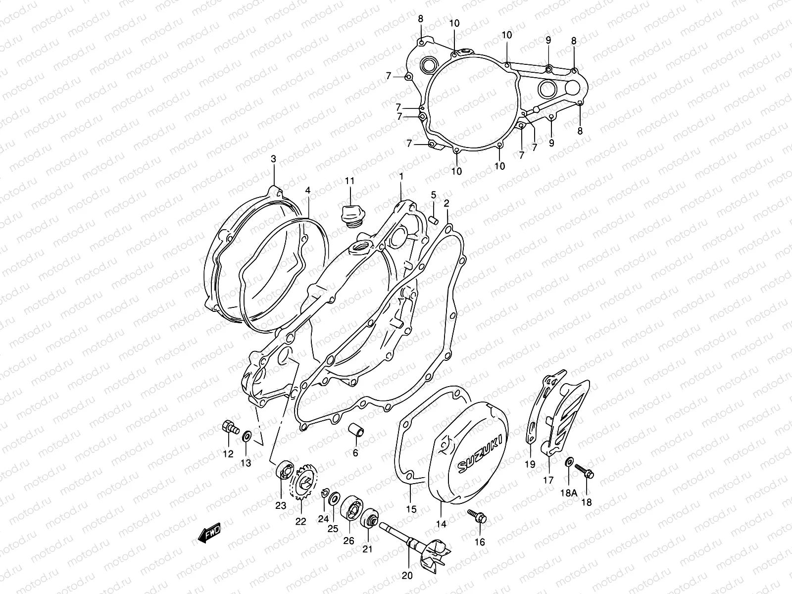 4 - CRANKCASE COVER- WATER PUMP