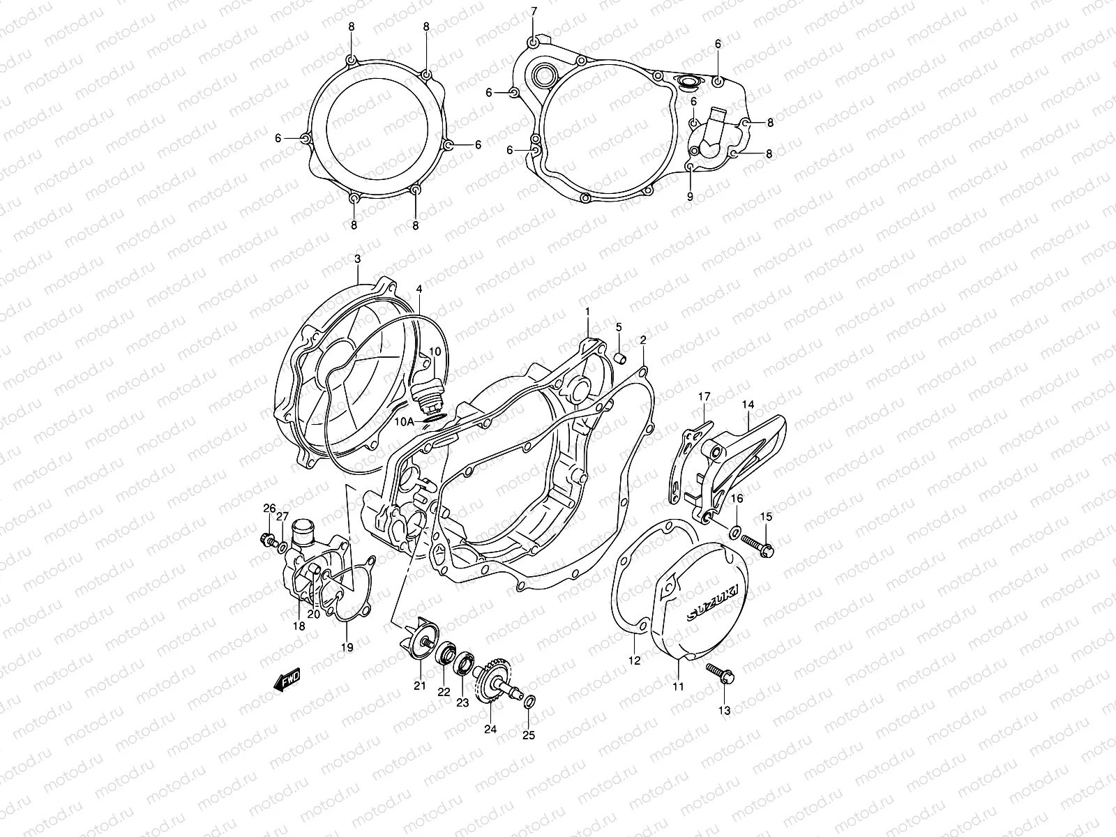4 - CRANKCASE COVER- WATER PUMP
