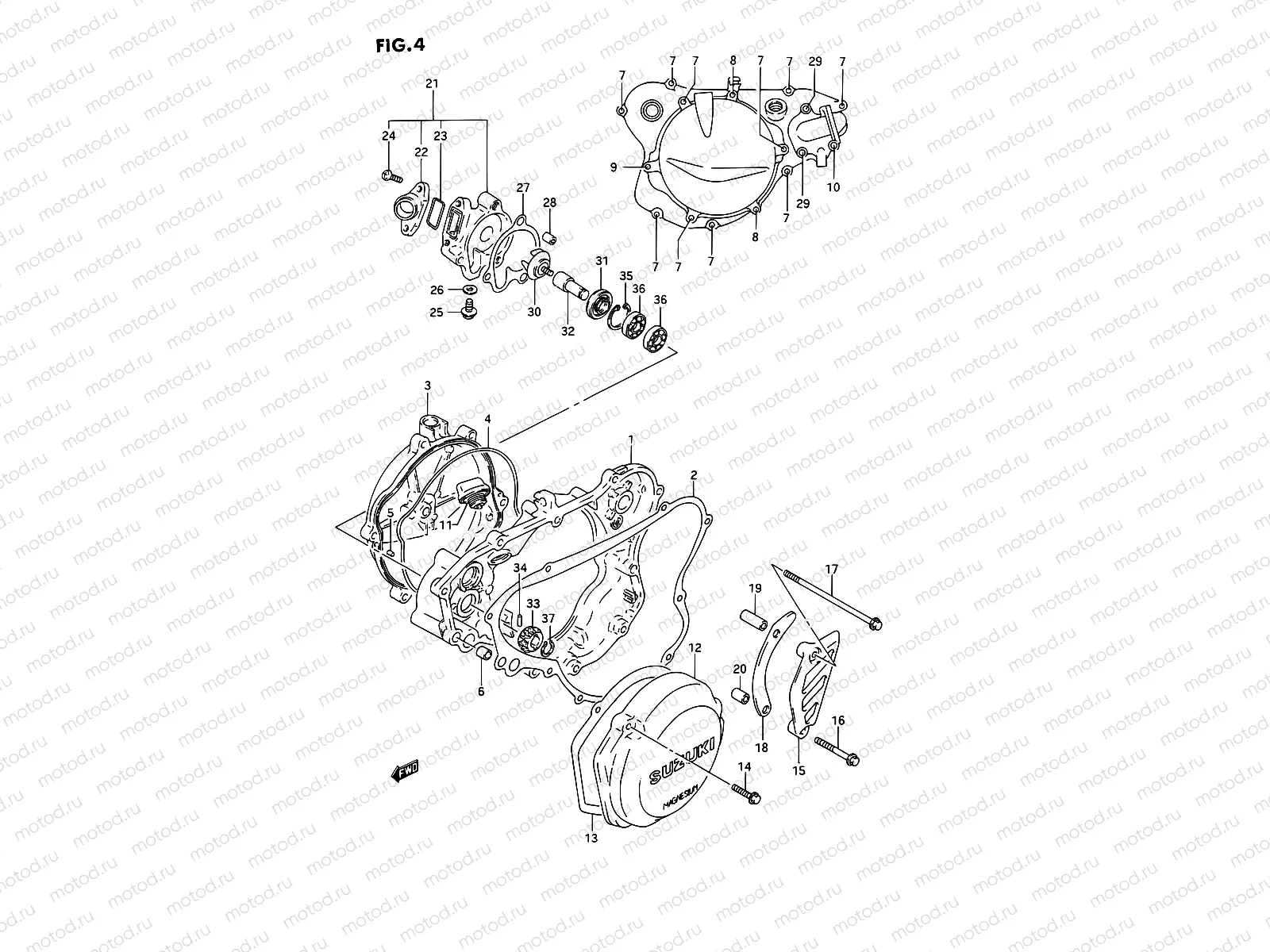 4 - CRANKCASE COVER- WATER PUMP