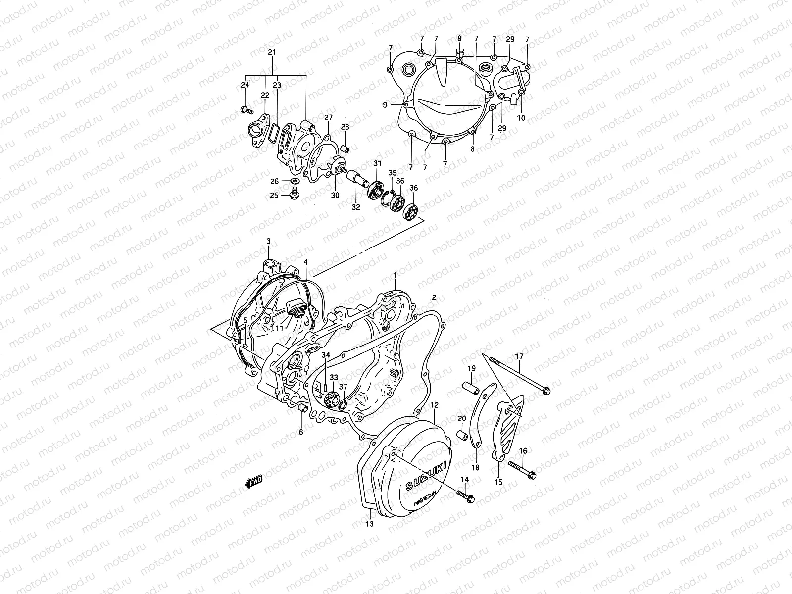 4 - CRANKCASE COVER- WATER PUMP