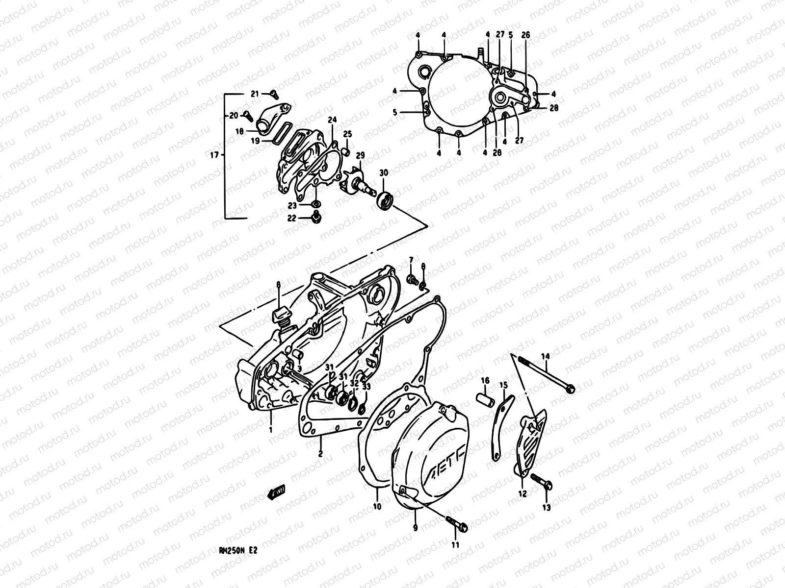 4 - CRANKCASE COVER-WATER PUMP (MODEL K)