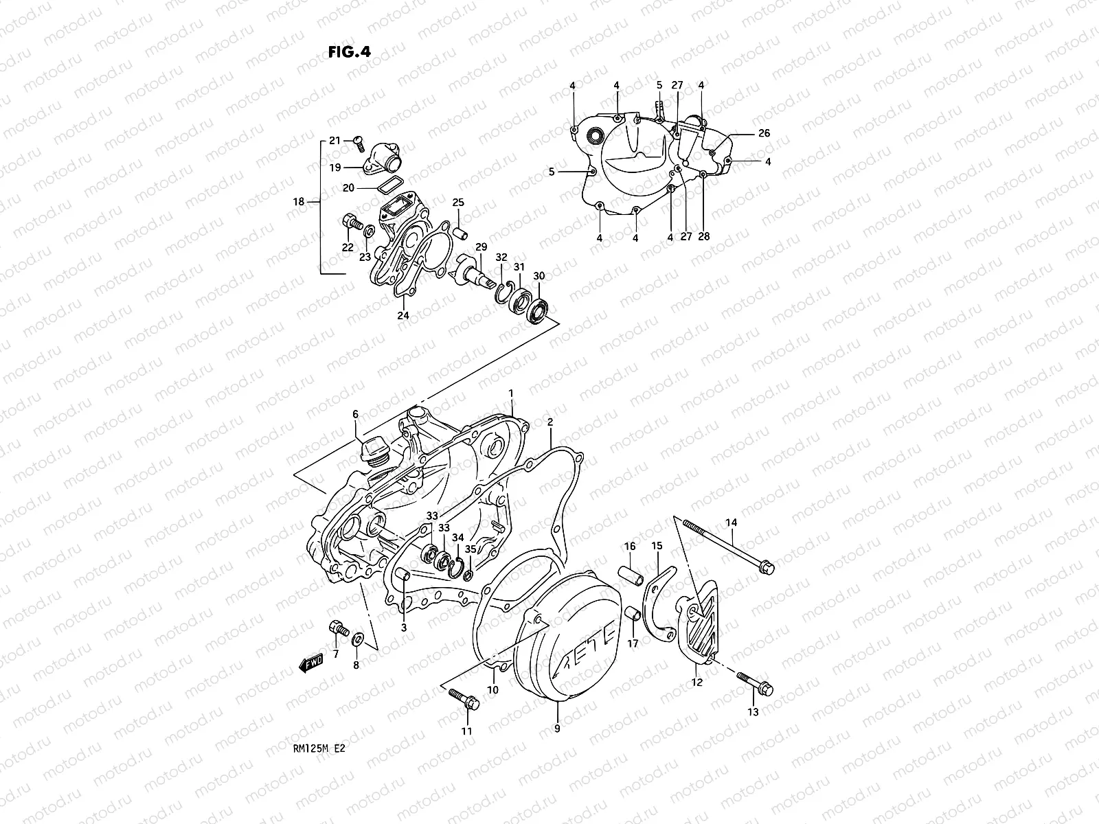 4 - CRANKCASE COVER- WATER PUMP (MODEL K)