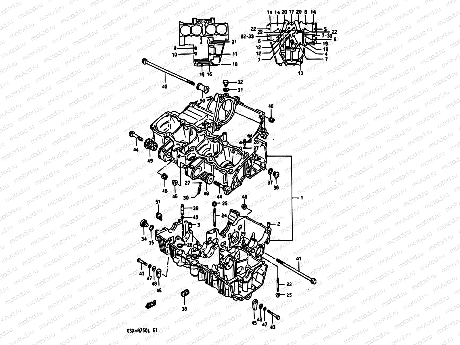4 - CRANKCASE (MODEL J/K)