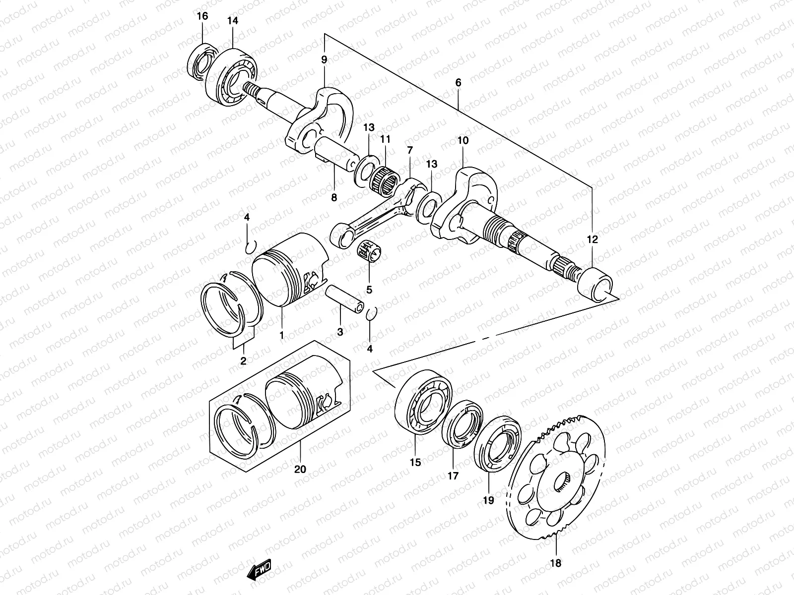 4 - CRANKSHAFT (MODEL AY50WR K1/K2/AY50W K3/K4 )