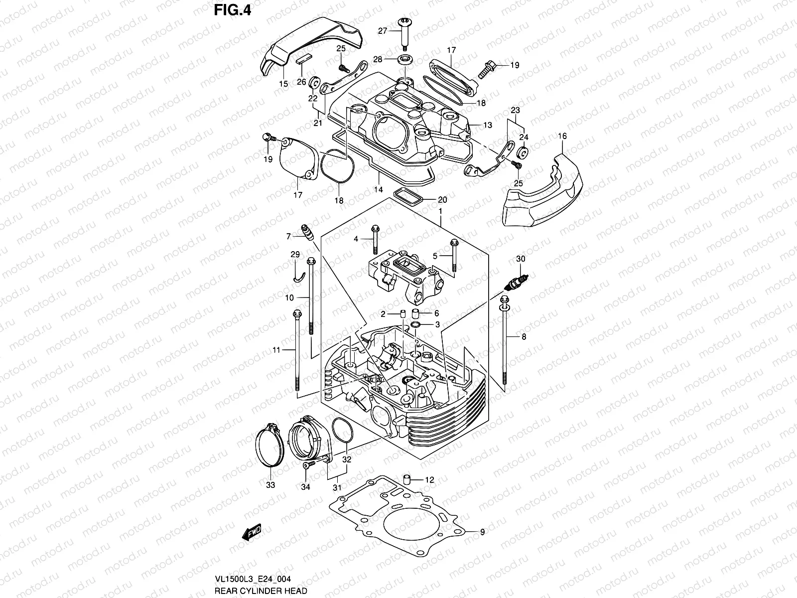 4 - REAR CYLINDER HEAD (VL1500L3 E24)