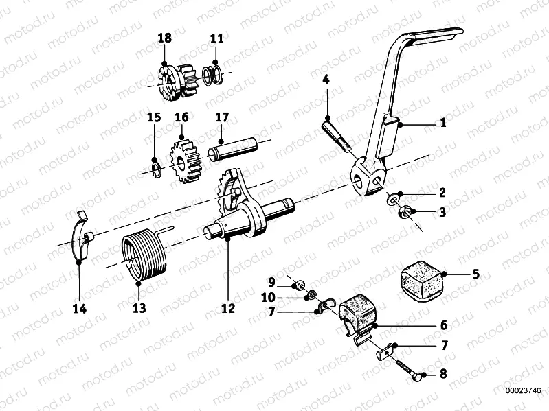 4-speed transmission with kick starter