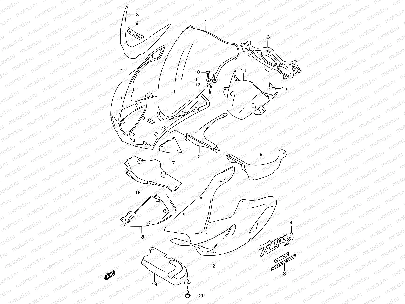 40 - COWLING BODY (MODEL V)