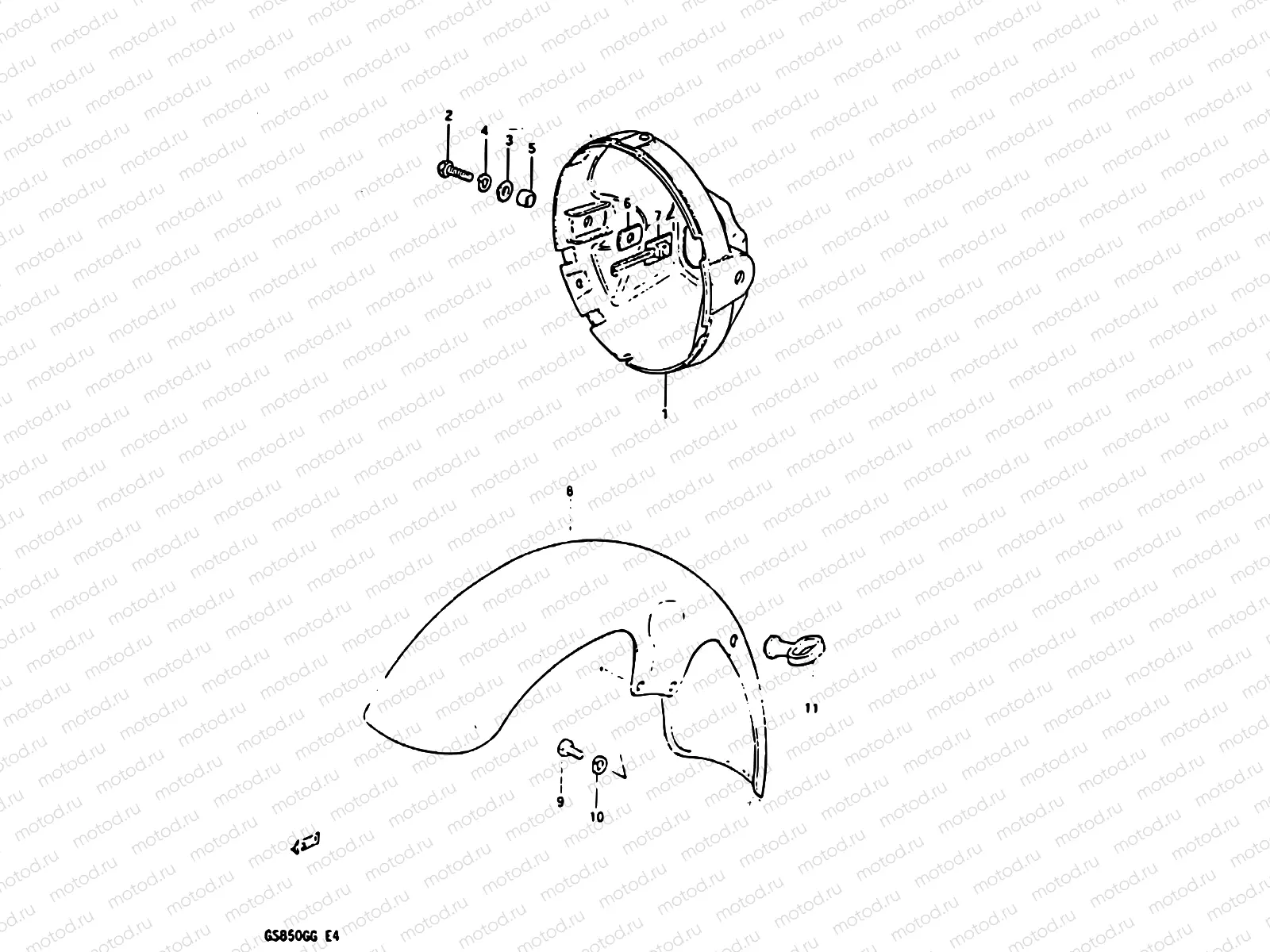 40 - FRONT FENDER - HEADLAMP HOUSING (MODEL E/MODEL G E02)