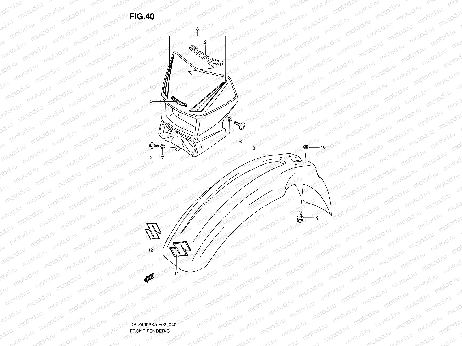 40 - FRONT FENDER (MODEL K5/K6/K7/K8)