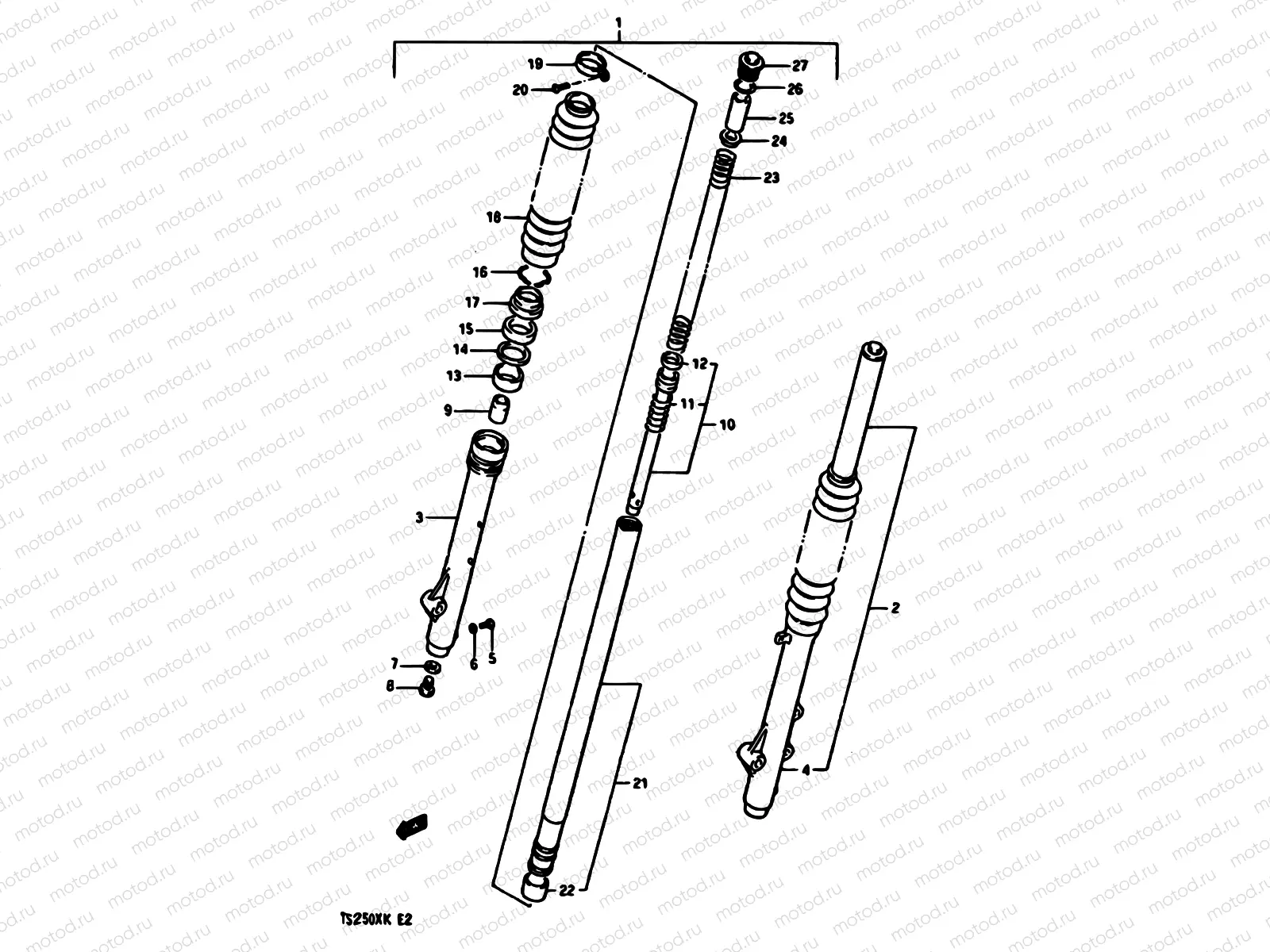 40 - FRONT FORK (MODEL E)