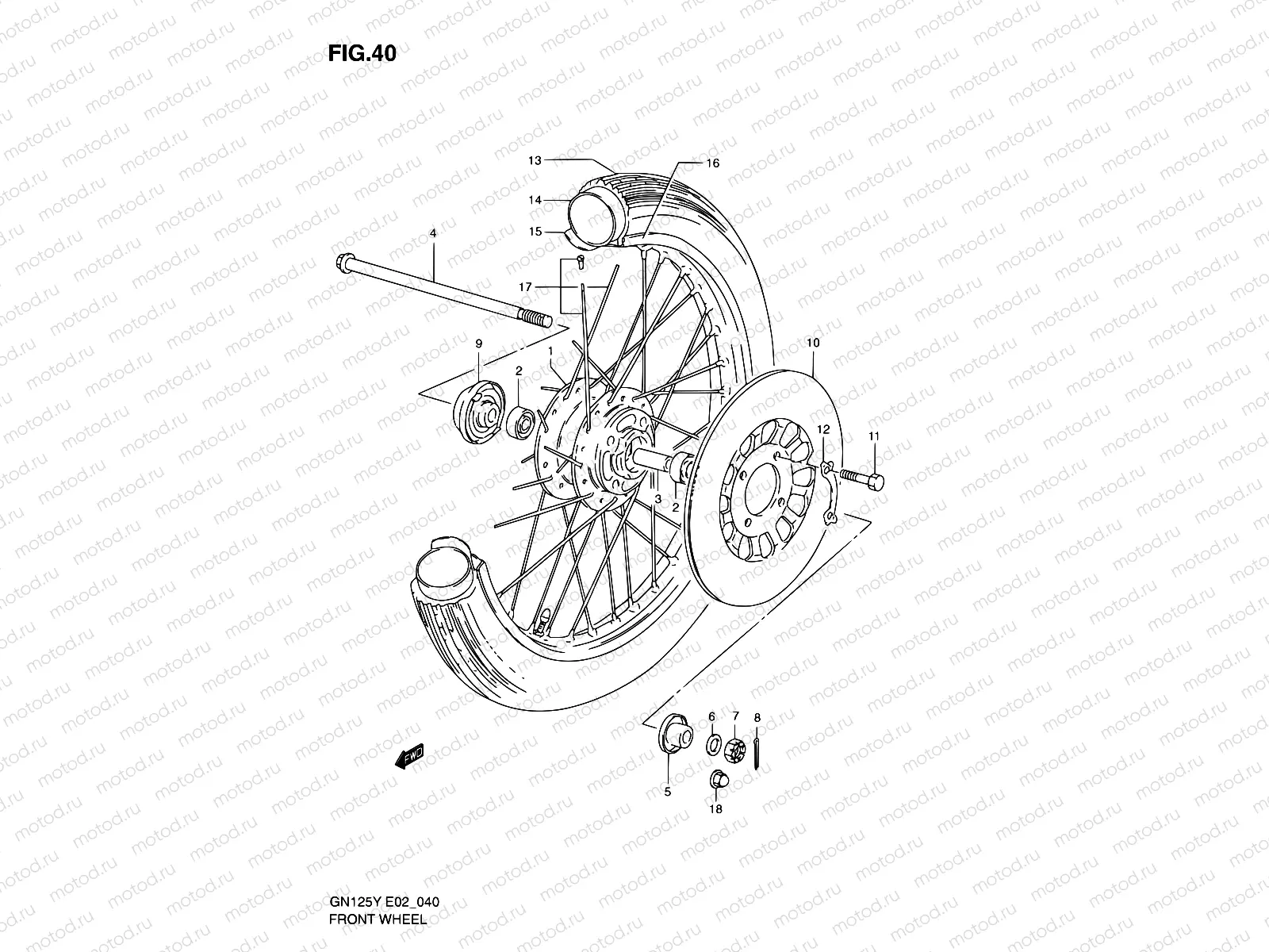 40 - FRONT WHEEL (GN125V/W/X/Y/K1)