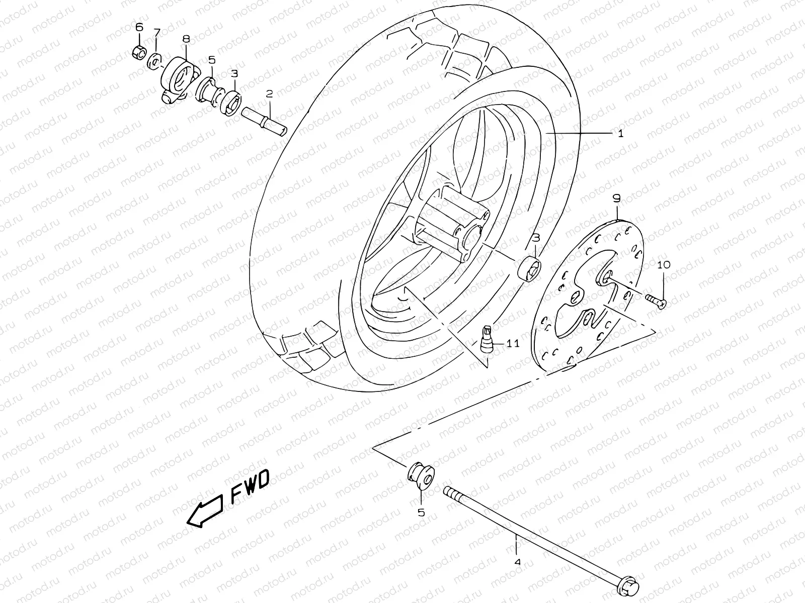 40 - FRONT WHEEL (MODEL V/W/X)