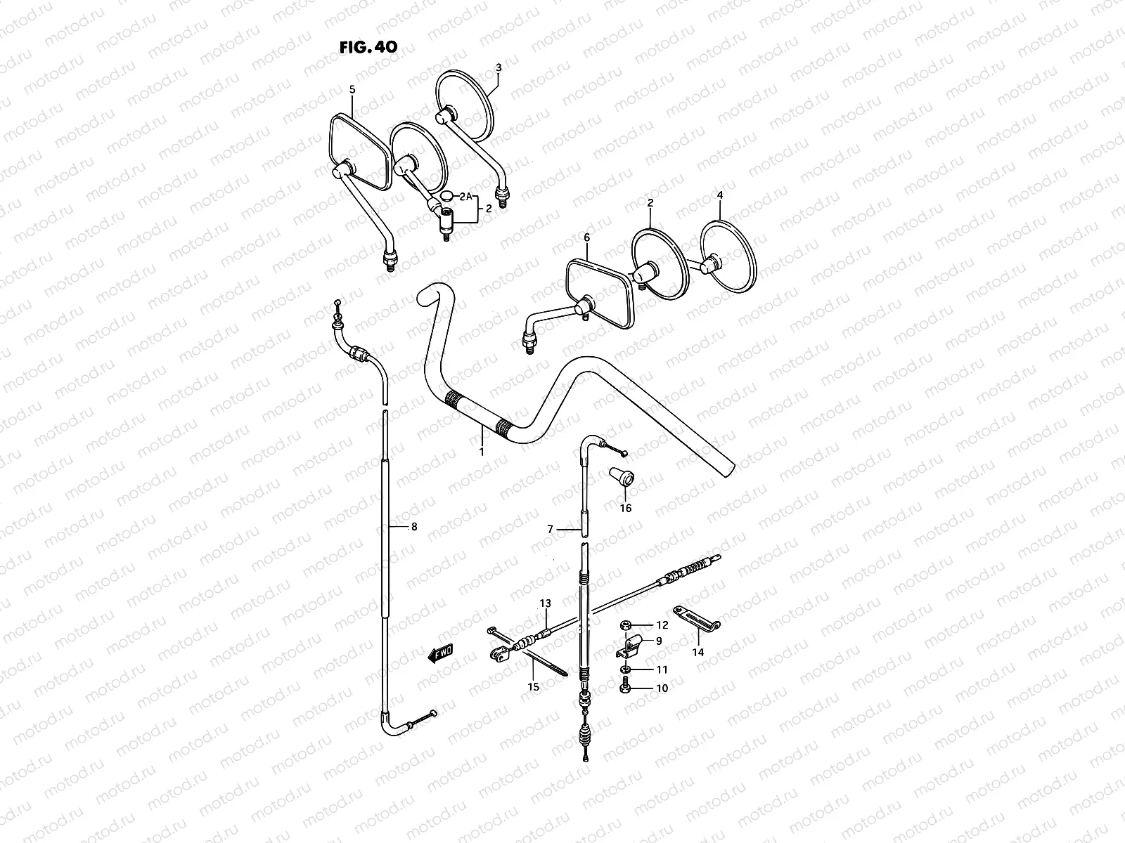 40 - HANDLEBAR - CONTROL CABLE (LS650PG/PJ/PK/PL,MODEL M/R)