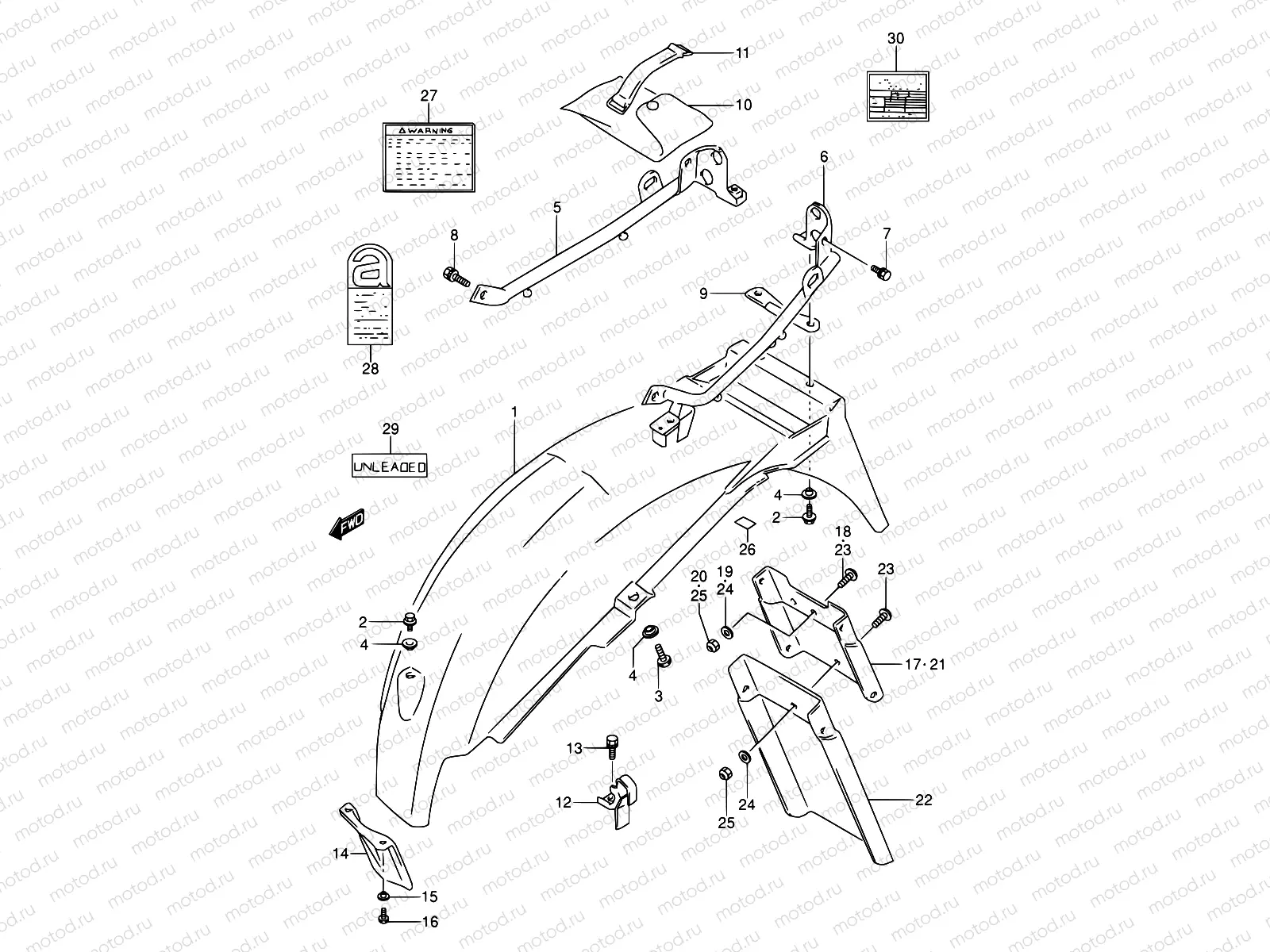 40 - REAR FENDER (MODEL K/L/M/N/P/R)