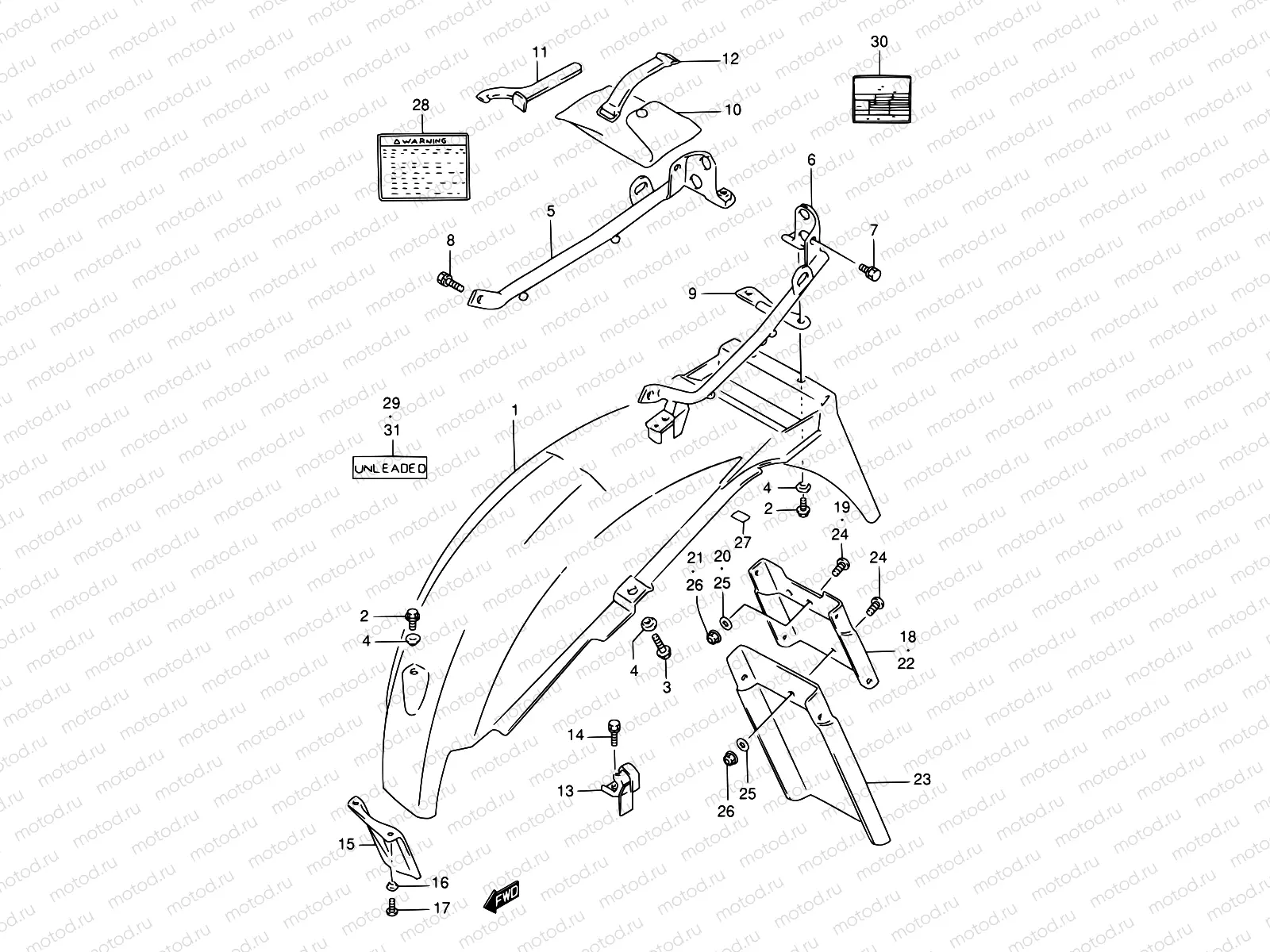 40 - REAR FENDER (MODEL V/W/X)