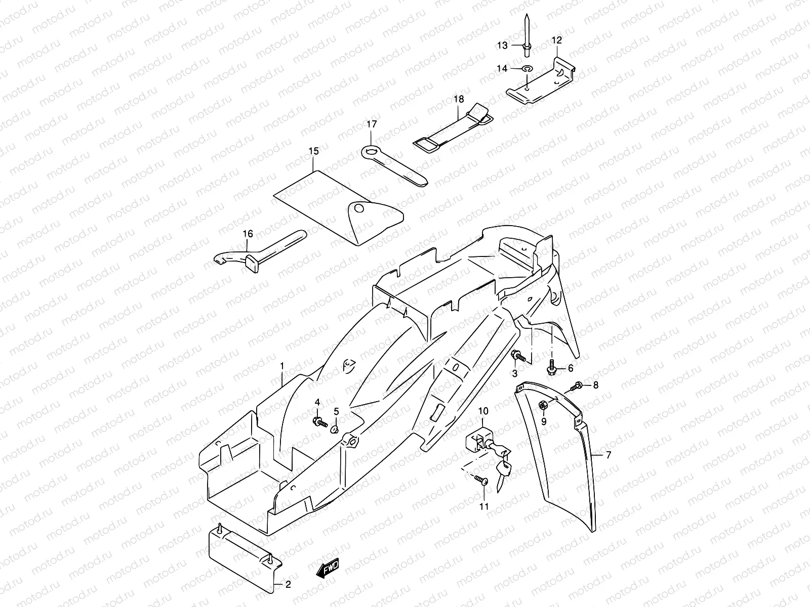 40 - REAR FENDER (MODEL W/X/Y/K1/K2)