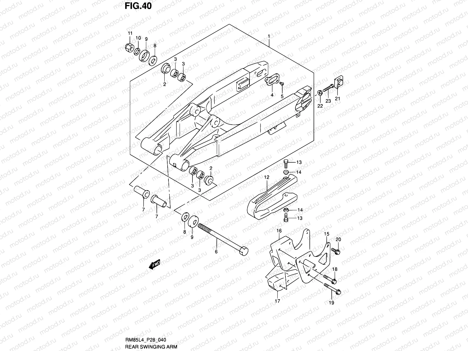 40 - REAR SWINGING ARM (RM85L4 P28)