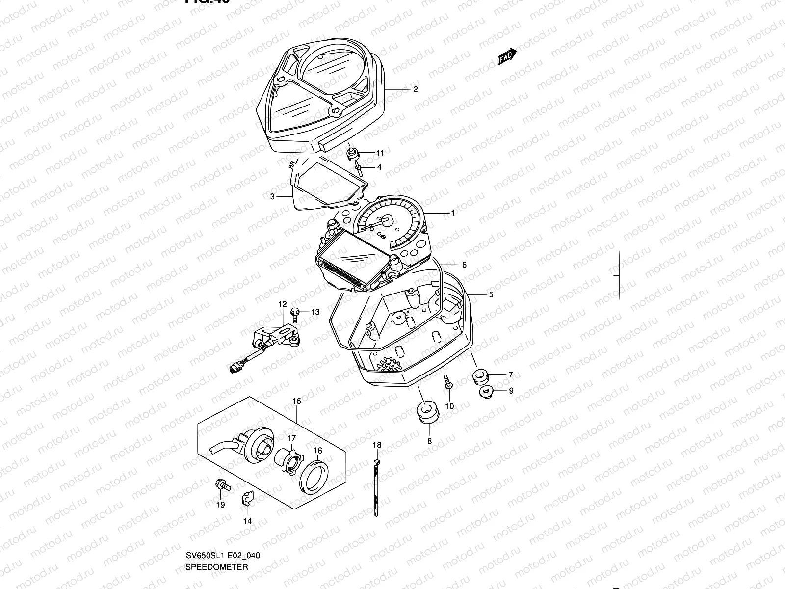 40 - SPEEDOMETER (SV650SAL1 E24)