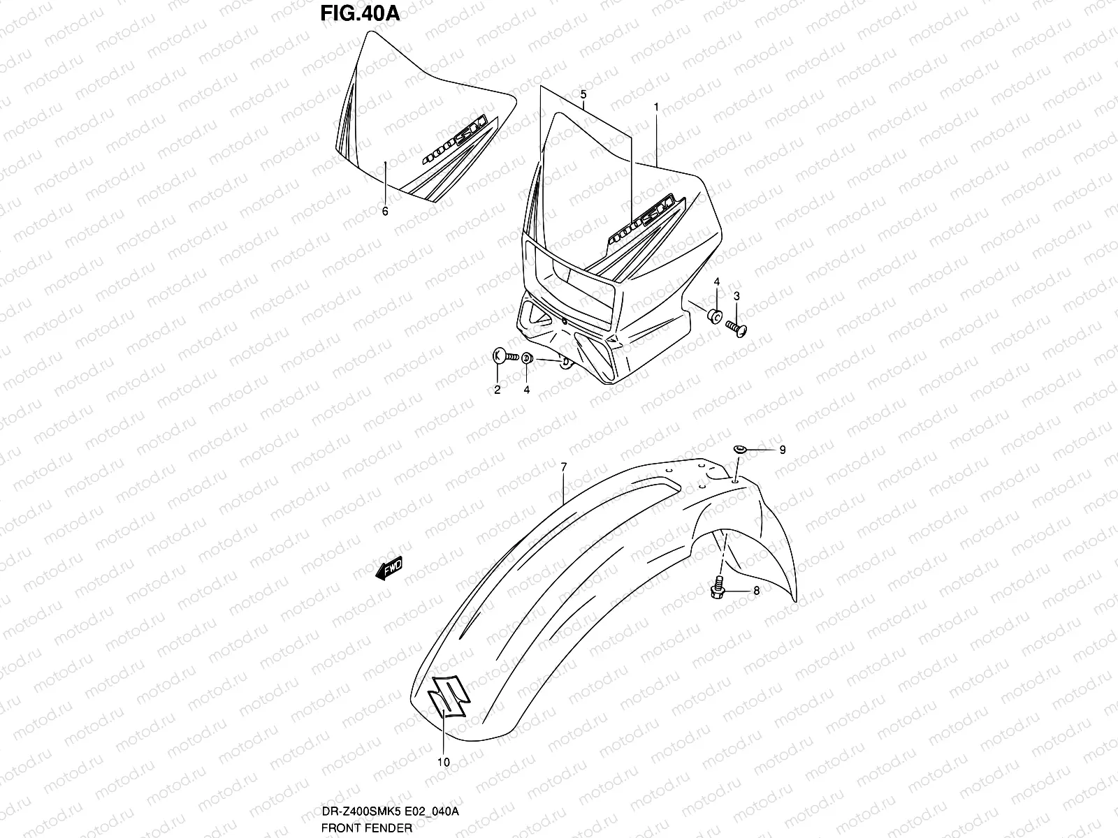 40A - FRONT FENDER (MODEL K6)