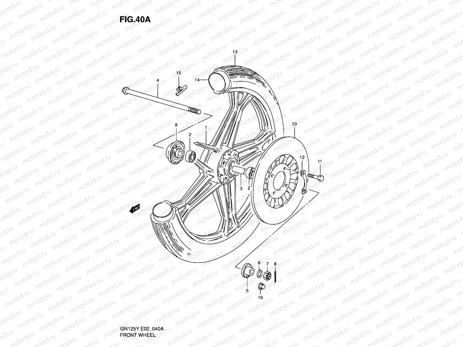 40A - FRONT WHEEL (GN125EV/EW/EX/EY/EK1)