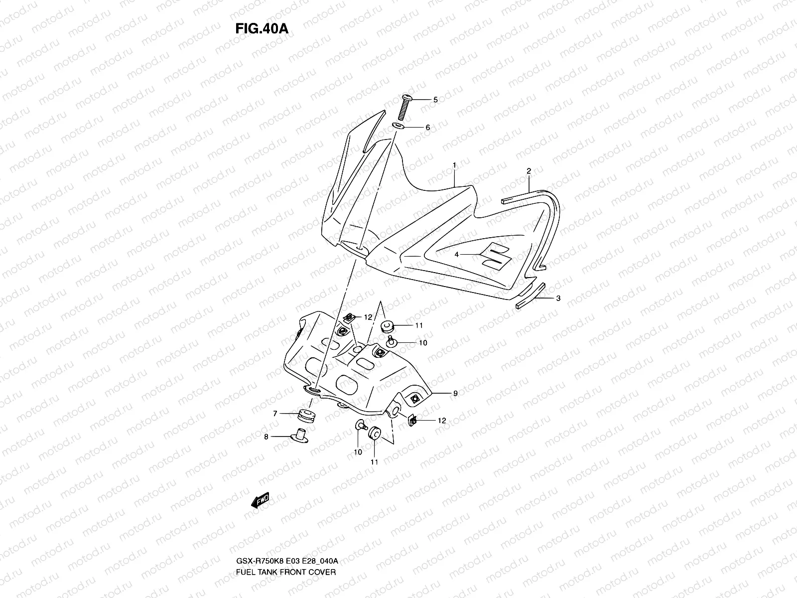 40A - FUEL TANK FRONT C0VER (MODEL K9)