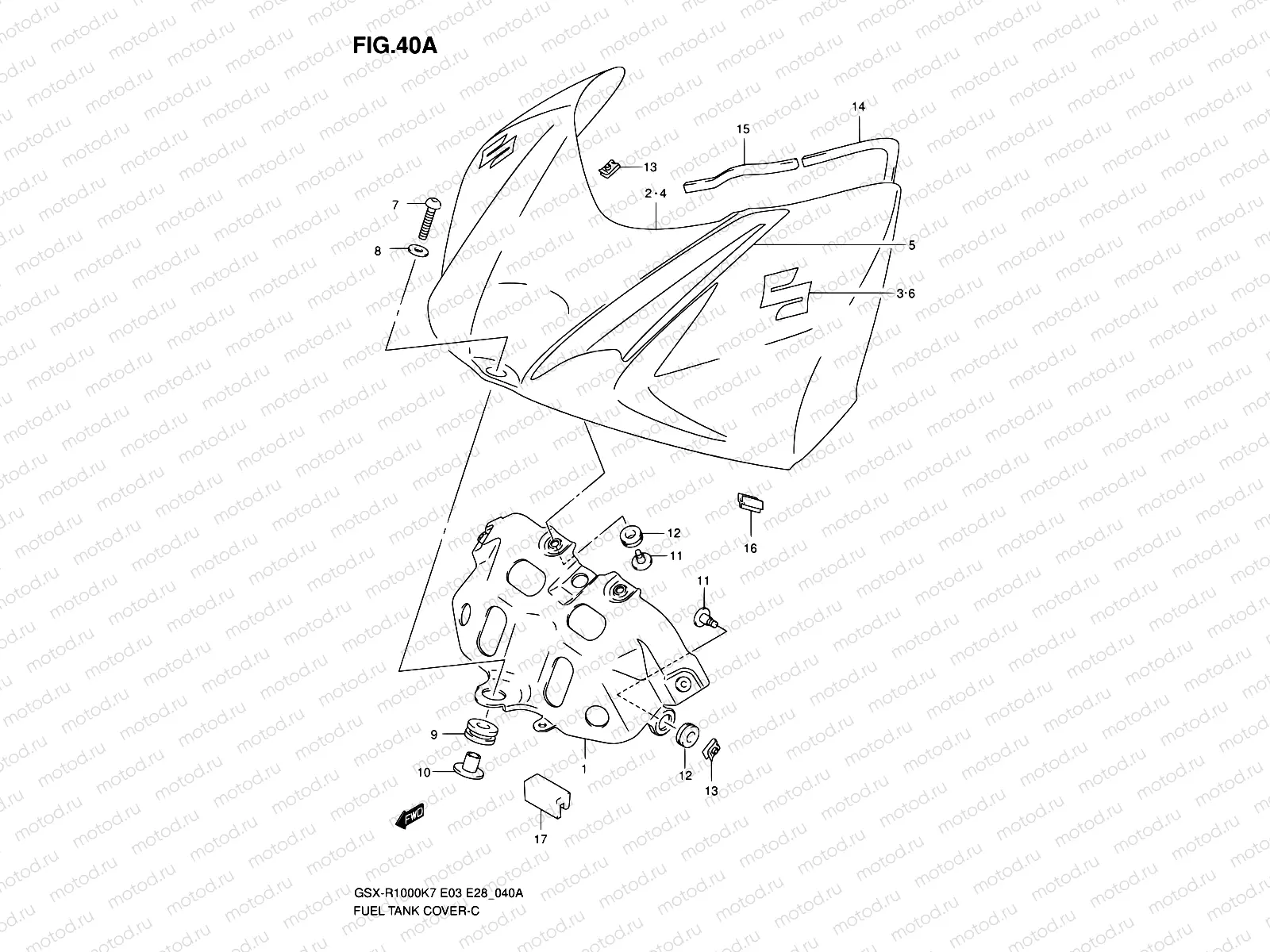 40A - FUEL TANK FRONT COVER (MODEL K8)